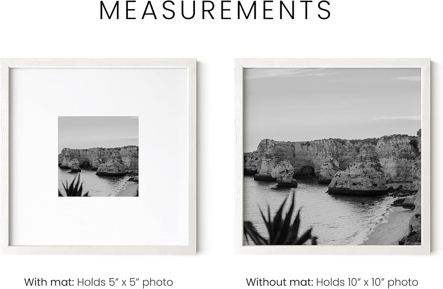 HAUS AND HUES Solid Oak Wood 10”x10” Picture Frames Matted to 5”x5” Set of 3-10x10 Square Picture Frames, 10 x 10 White Picture Frames, 10x10 Photo Gallery Wall Frame Set, Wooden Picture Frames