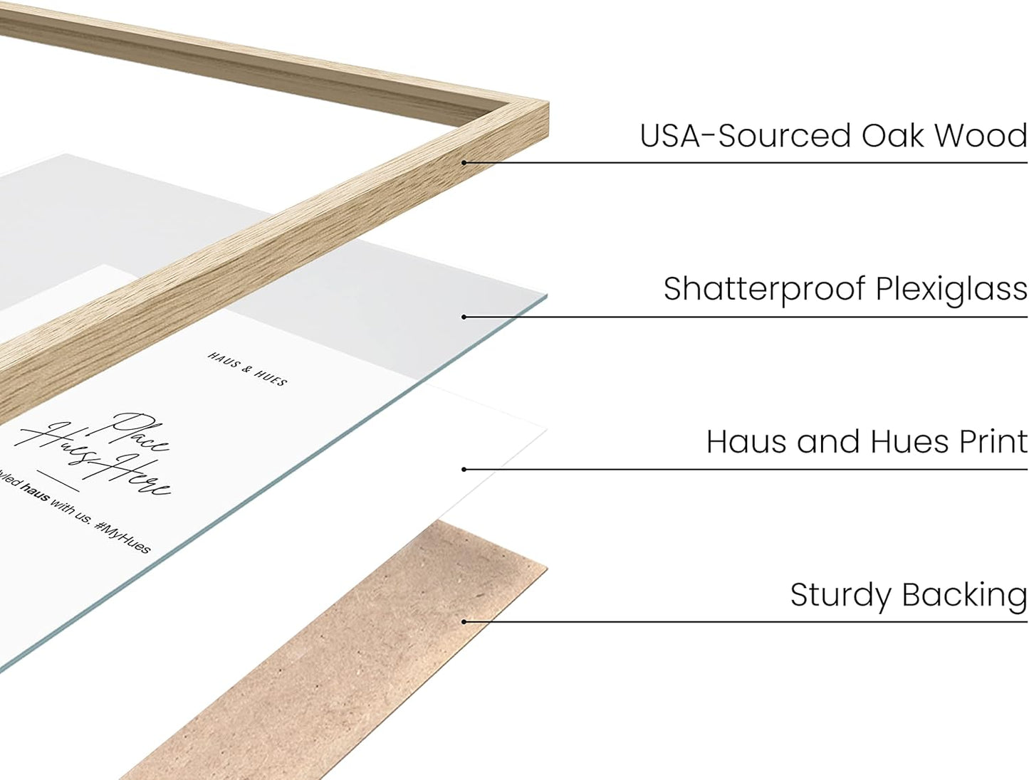 HAUS AND HUES 12"x16" Beige Oak Wood Picture Frame Set of 6-12x16 Wood Picture Frame, 12x16 Frames 6 Pack, 12x16 Poster Frame, 12x16 Frame Wood, 12 by 16 Picture Frames, Set of 6 Frames 12x16