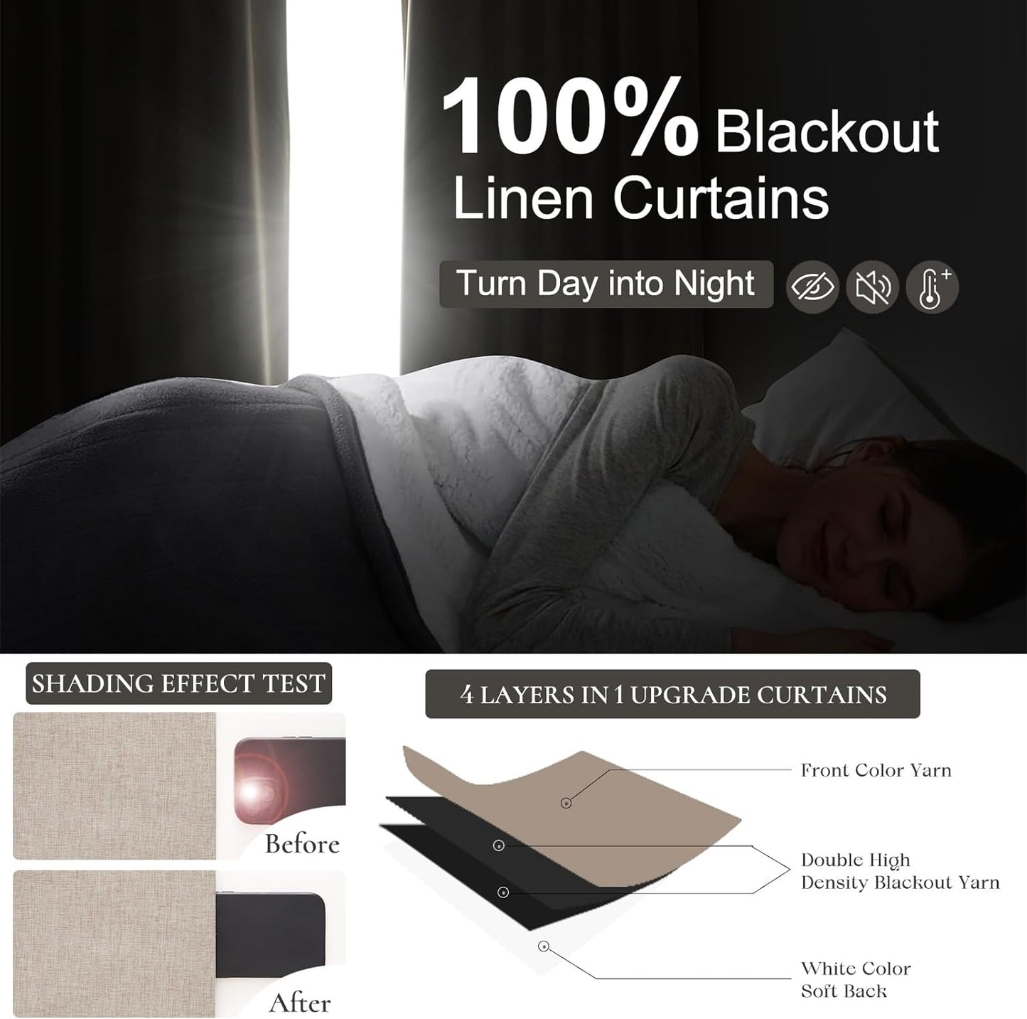 Textured Thick Burlap Cafe Small Window Curtains 45 Inch Length, Boho Farmhouse Pinch Pleated Curtains Blackout Heat Blocking Flax Linen Drapes 2 Panels Set Back Tab for Closet Without Door