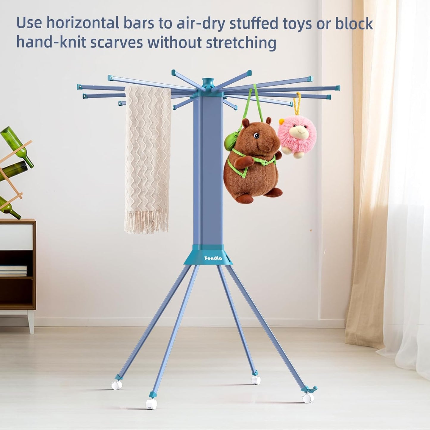 Clothes Drying Rack Foldable & Collapsible Drying Racks with 4-Leg Octopus Design, Large Capacity Space Saving Indoor Drying Rack for Bedroom,Balcony,Laundry for Indoor/Outdoor Use(Grey & Green)