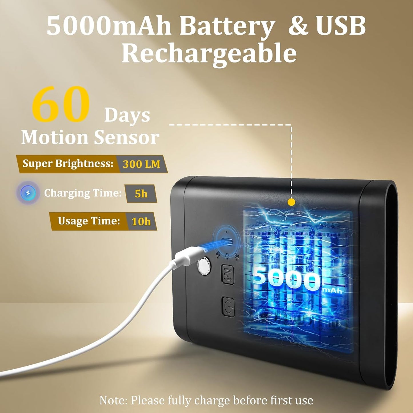 Battery-Operated Motion Sensor Wall Light: 5000mAh Rechargeable Wall Sconce Set of 2 Motion Sensored Closet Light Magnetic Stair Lights Indoor Wireless Wall Sconces Night Light for Bedroom Hallway