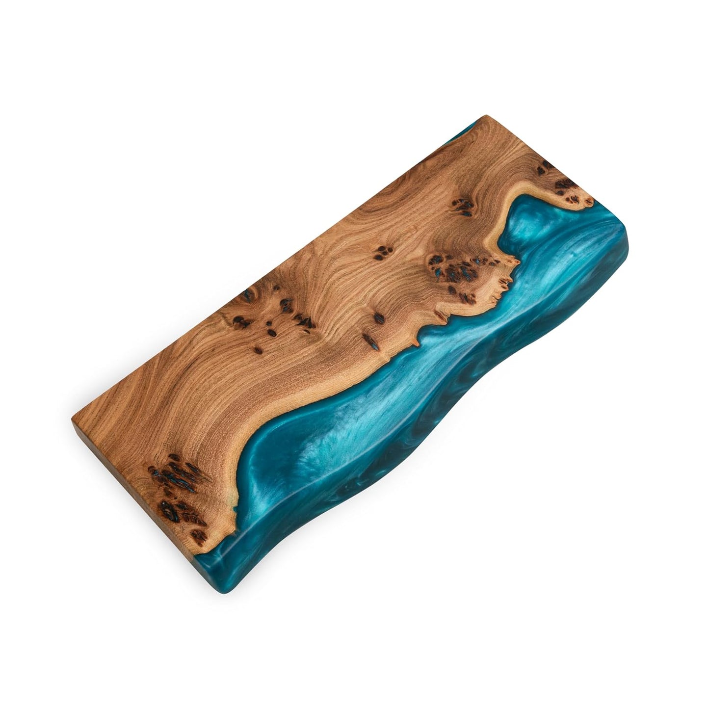 RWA Unique Live Edge Floating Shelf for Wall - Stylish Hanging Shelves for Room Wall Bedroom Bathroom Office Decor, Epoxy and Wood Wall Shelf Plank - Elegant Wall Mounted Shelves (sky blue, 16x6")