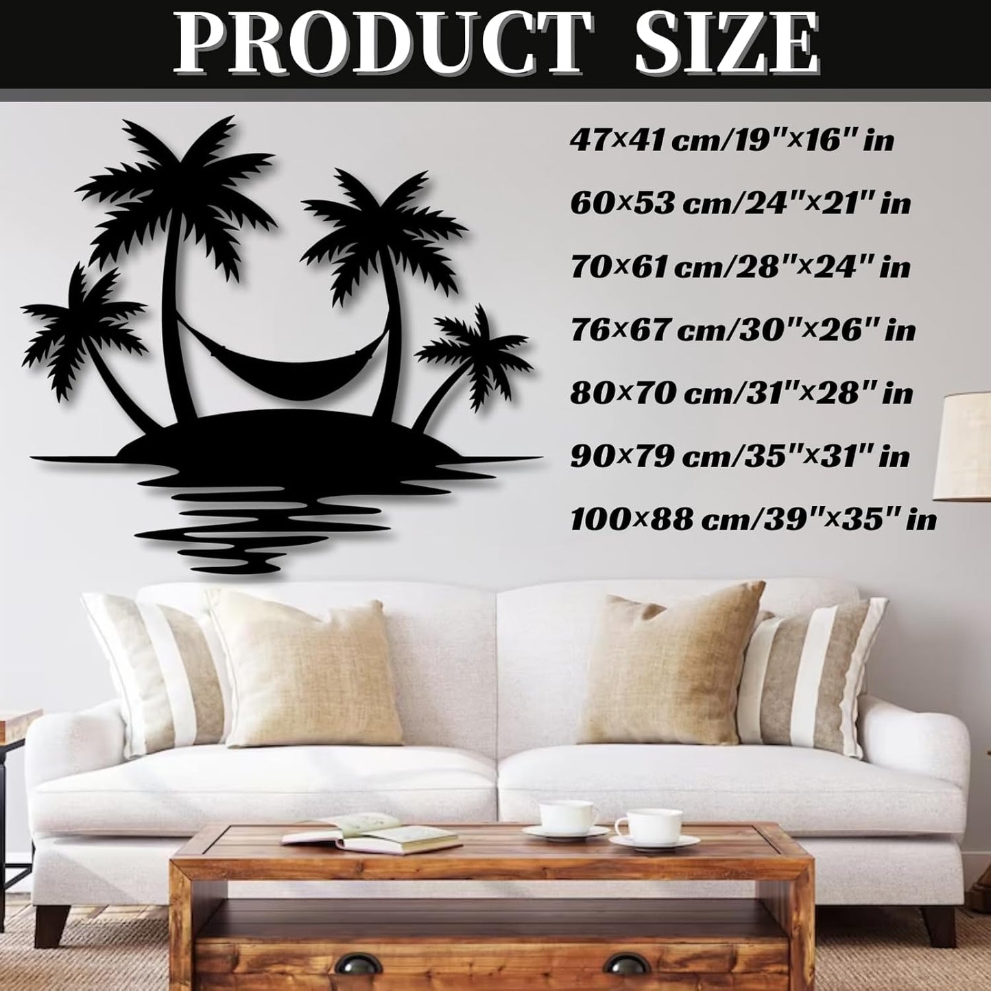 Palm Tree Metal Wall Decor,Palm Tree Outdoor Wall Art,Tropical Palm Tree Wall Decorations for Living Room,Outdoor Wall Decorations for House(19"×16",Black)