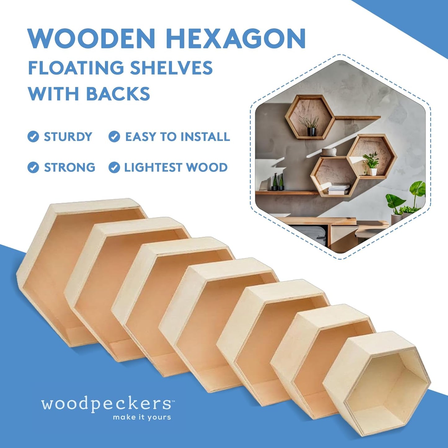 Set of 7 Hexagon Trays Pack of 5