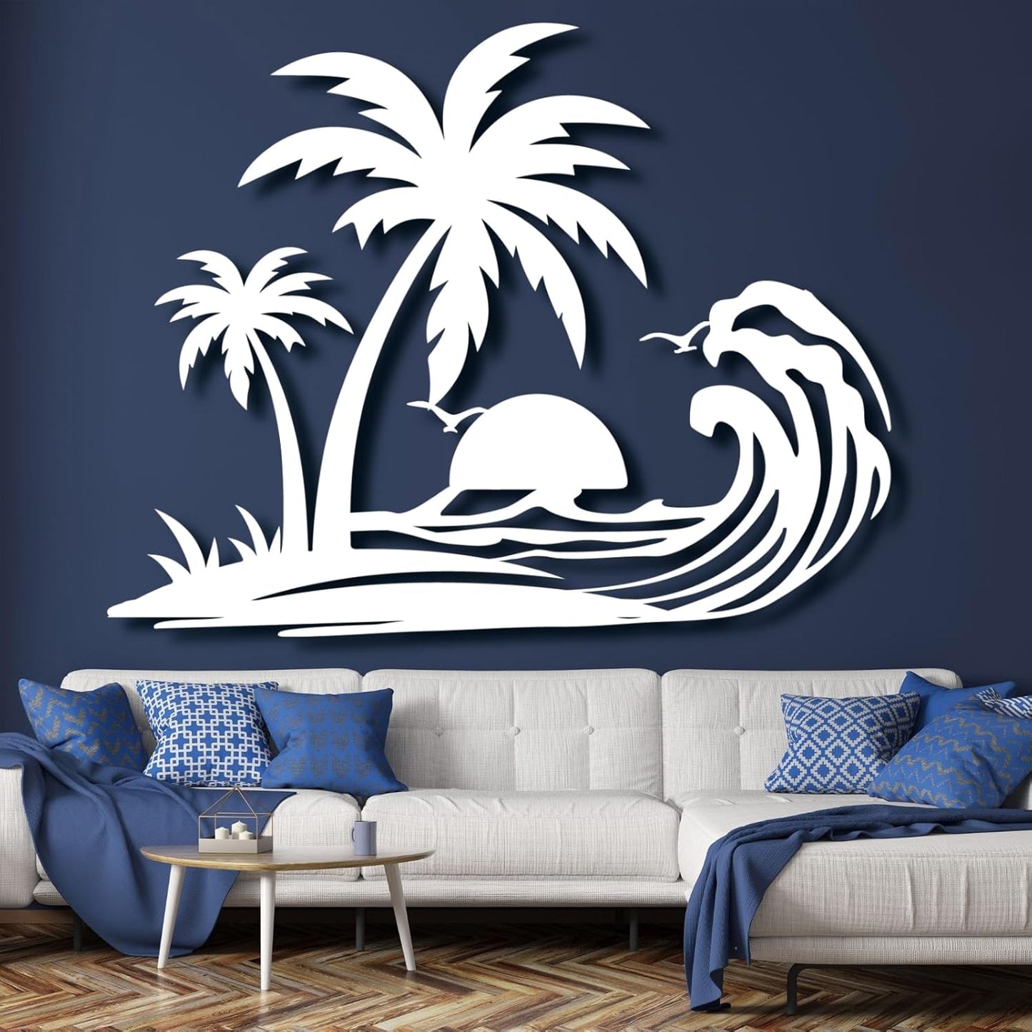 Lunwall Palm Tree Metal Wall Art, Tropical Beach Wall Decor, 24 L" x 19 W" / 60 x 47 cm
