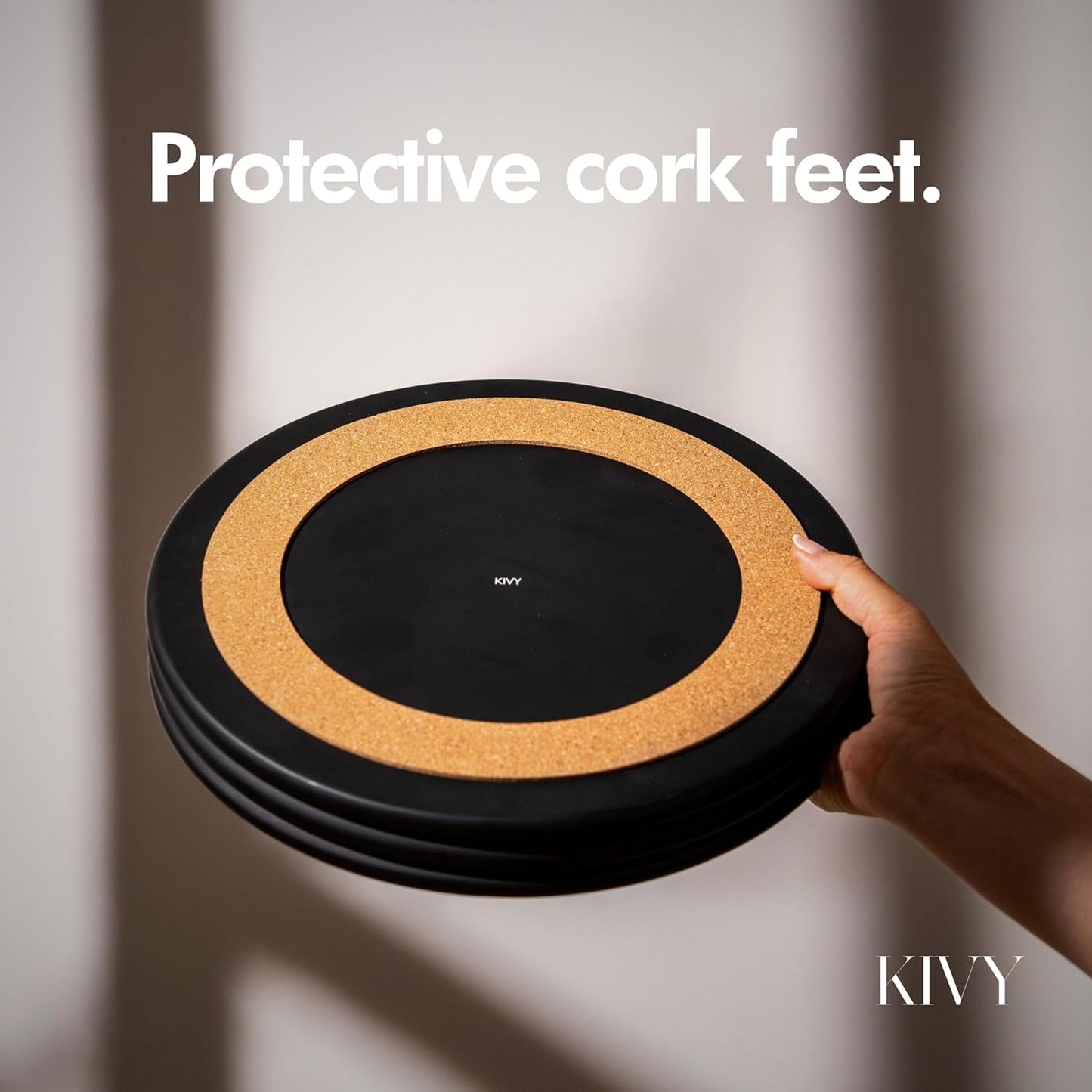 KIVY Round Decorative Concrete Tray 11x1,5 Inch - Modern Circle Coffee Table Tray - Home Decor Flat Bowl for Livingroom & Bedroom - Bandejas Decorativas - Circle Coffee Table Centerpiece (Cream)