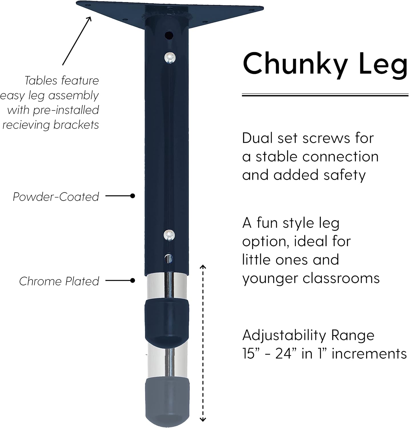 Factory Direct Partners FDP Rectangle Activity School and Classroom Kids Table (36 x 72 inch), Toddler Legs, Adjustable Height 15-24 inches - Maple Top and Navy Edge
