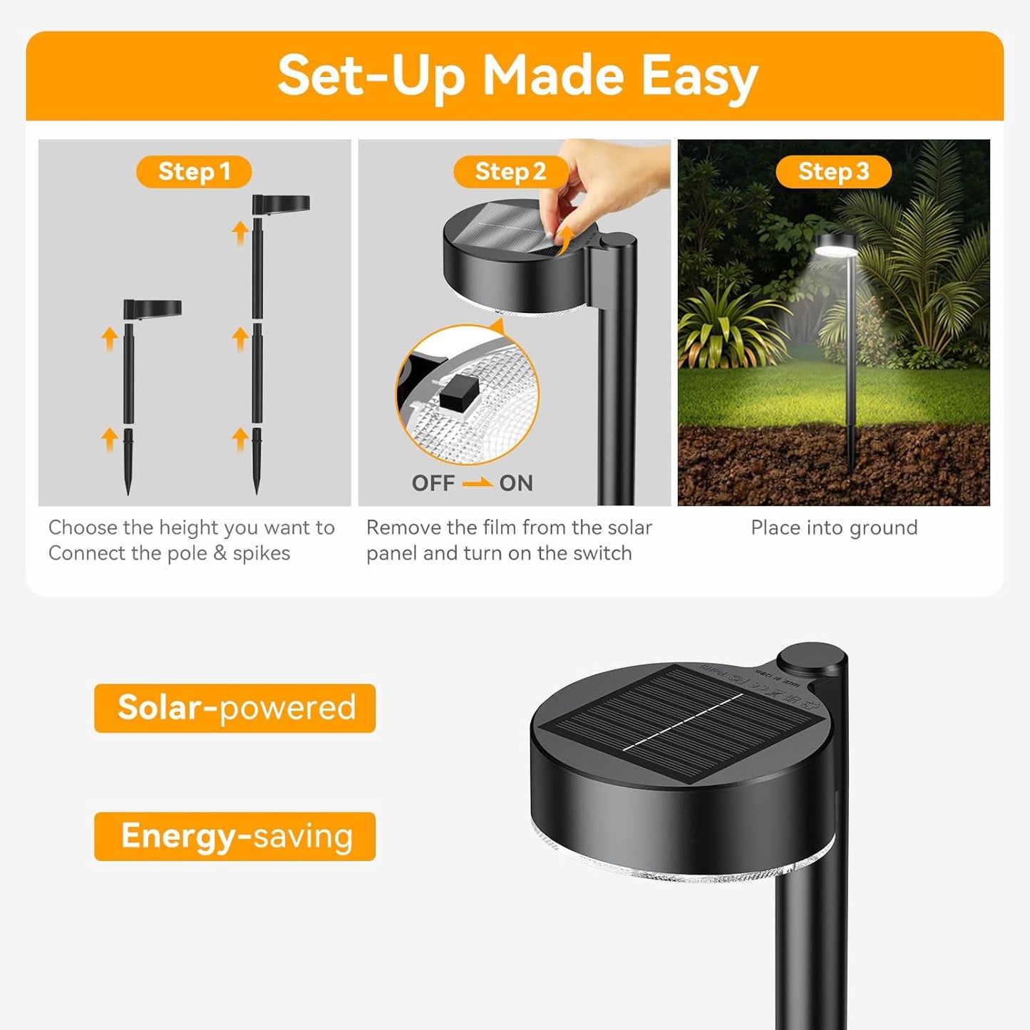 12 Pack Solar Pathway Lights Outdoor, 12 Brighter LED Solar Lights Outdoor Waterproof, Up to 12 Hrs Modern Path Light for Yard Garden Walkway Driveway Lawn, Cool White