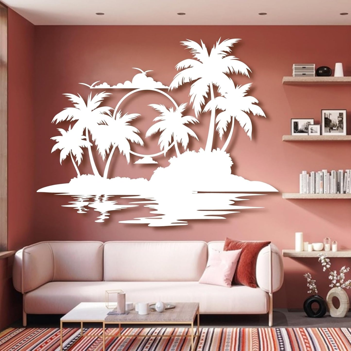 Palm Tree Metal Wall Decor,Palm Tree Metal Wall Art,Metal Palm Tree,Metal Palm Tree Wall Decor,Tropical Metal Wall Art,Beach Wall Decort,Metal Wall Decor (style 2,white,31 L" x 25 W" / 80 x 63 cm)