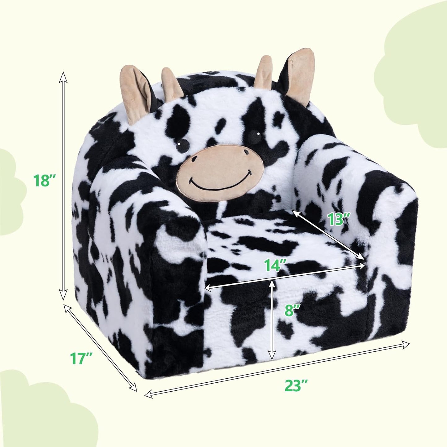 ALIMORDEN Animal Series Kid's Chair, Ultra-Soft Comfy Foam Filled Toddler Sofa Chair, Cute Animal-Shaped Design Toddler Couch, Lightweight Birthday for Baby Boys & Girls (Cow)