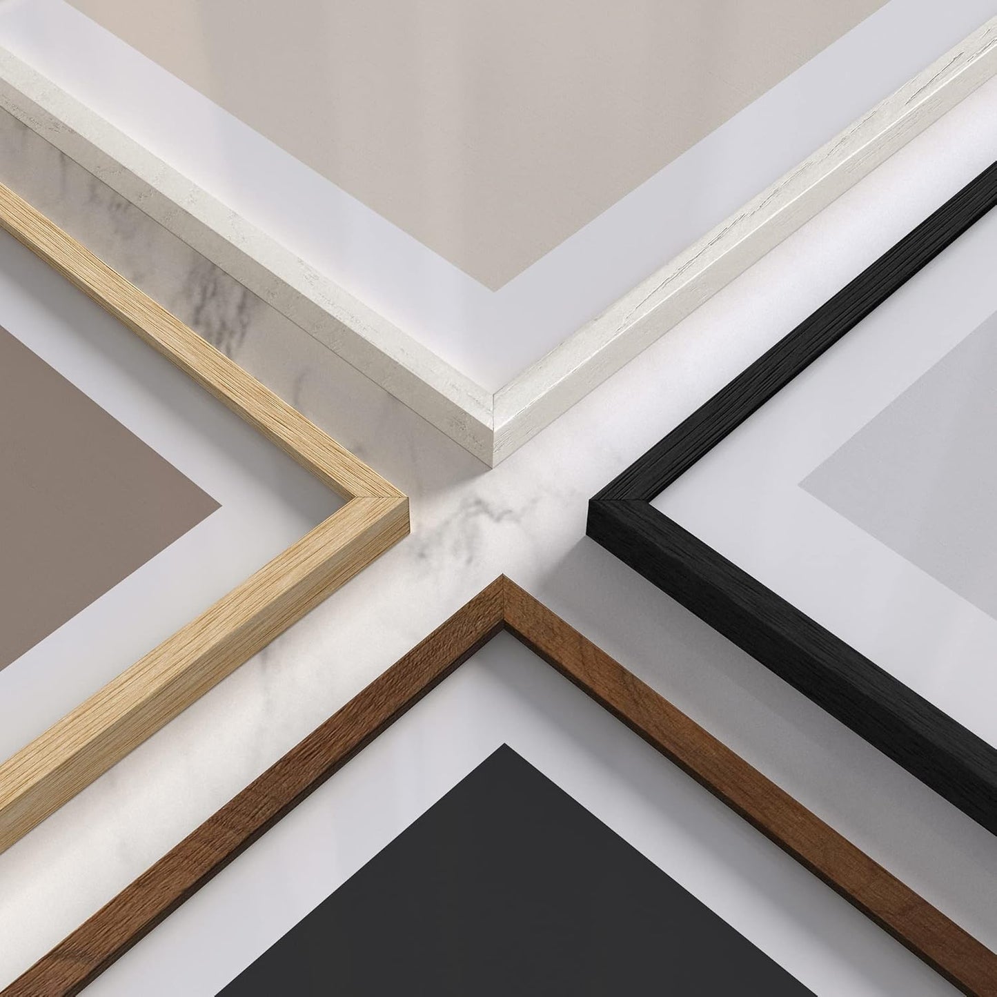 HAUS AND HUES White Oak 8x10 Picture Frame Set - Set of 6 8x10 Picture Frame Wood, White 8x10 Picture Frame Set of 6, Wooden Picture Frames 8x10, 6 8x10 Picture Frames for Wall (White Oak Frame)