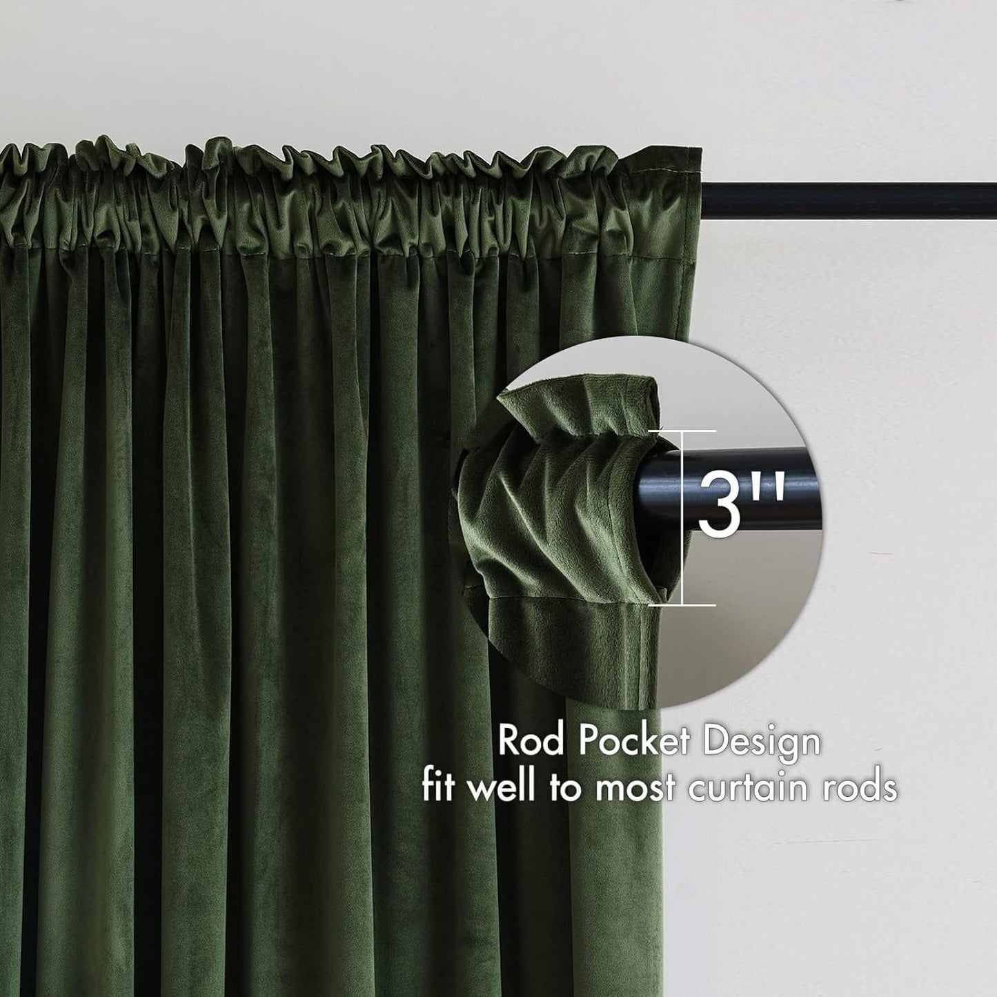 MIULEE Olive Green Velvet Curtains Thermal Insulated Blackout Curtain Drapes for Bedroom Living Room Darkening 102 Inches Long Curtains Panels Rod Pocket Set of 2