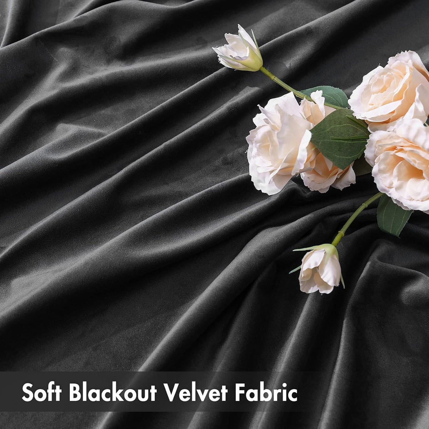MIULEE Black Velvet Curtains Thermal Insulated Blackout Halloween Curtain Drapes for Bedroom Living Room Darkening 63 Inches Long Curtains Panels Rod Pocket Set of 2