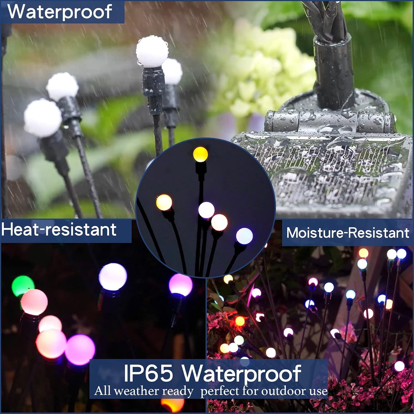 TONULAX Solar Garden Lights, Starburst Swaying When Wind Blows, Solar Lights Outdoor Decorative, Color Changing RGB Light for Yard Patio Pathway Decoration(4 Pack)