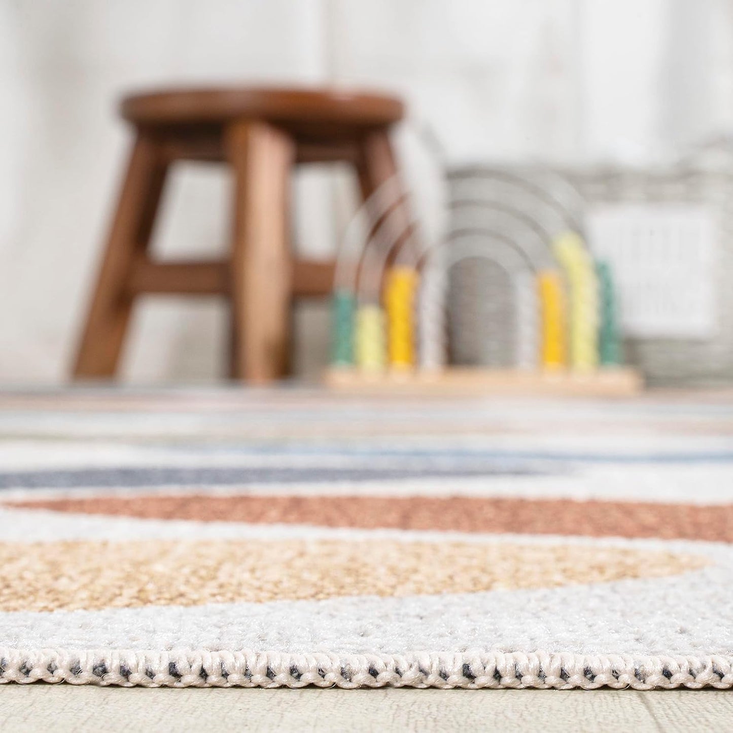 JONATHAN Y Machine-Washable Ivory/Blue/Orange Indoor Area Rug, 8x10, Dila Modern Hearts Geometric, Kids & Novelty, Vintage, Bedroom, Kitchen, Living Room, Easy-Cleaning, Non-Shedding (KDW101A-8)