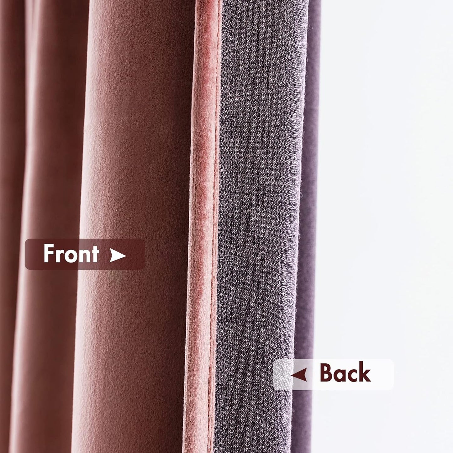 MIULEE Dusty Rose Pink Velvet Curtains Thermal Insulated Blackout Curtain Drapes for Bedroom Living Room Darkening 63 Inches Long Curtains Panels Rod Pocket Set of 2
