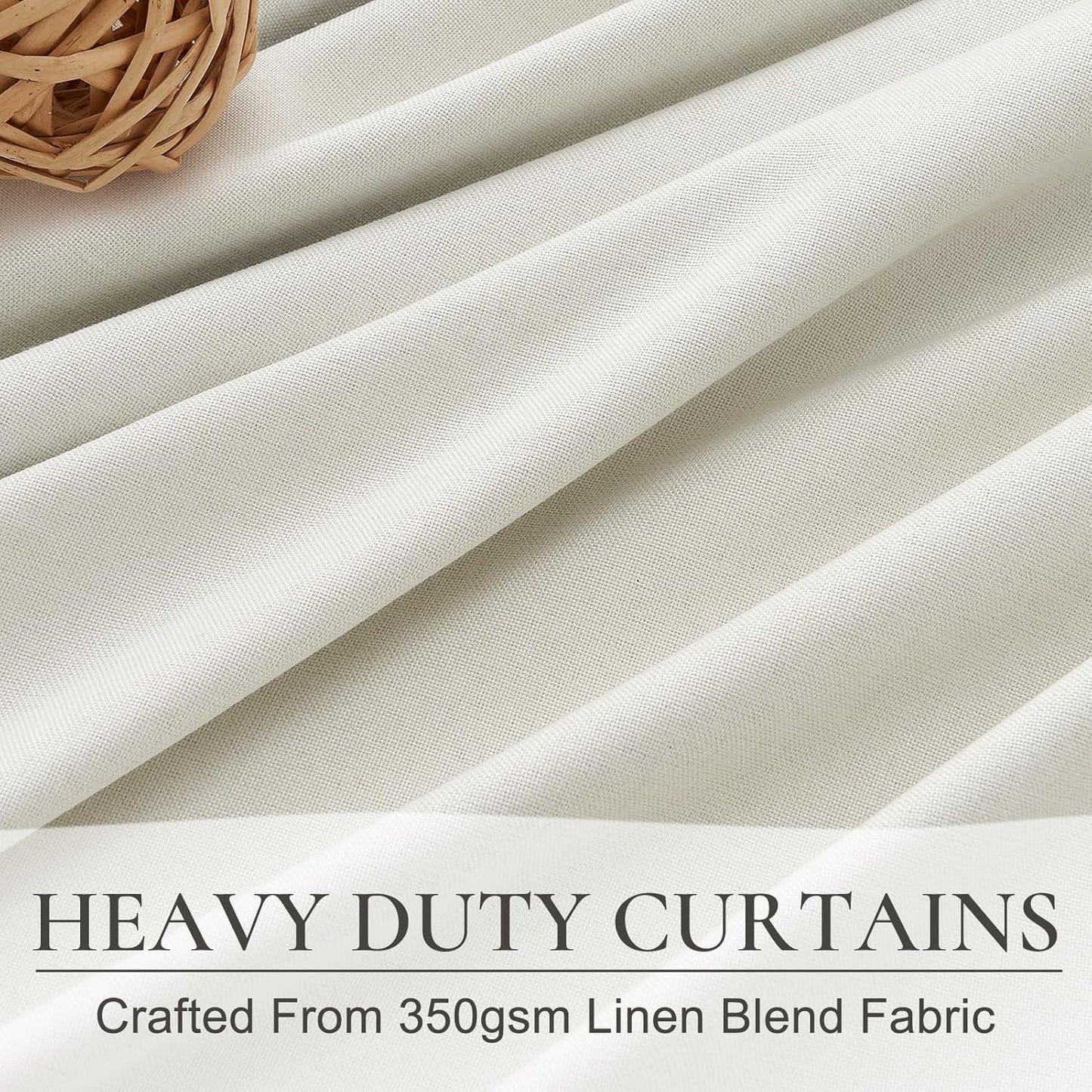 Luxury Pinch Pleated Linen 86 Inch Curtains for Living Room, Boho Blackout Viral Curtains Thermal Heat Blocking Heavy Drapes with Hooks Rings Back Tab for Bedroom Windows 2 Panels Set
