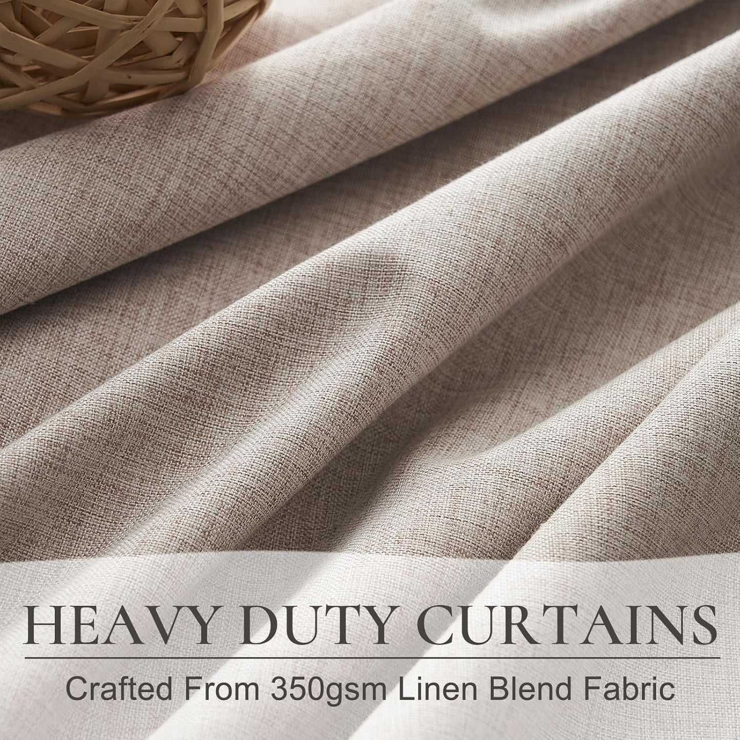 Pinch Pleated Flax Linen Blackout Extra Wide Curtain Panels for Living Room/Sliding Glass Door, Thick Burlap Memory Trained Window Drapes Insulated with Back Tab Dining Room (70"Wx96"Lx2 Panels)