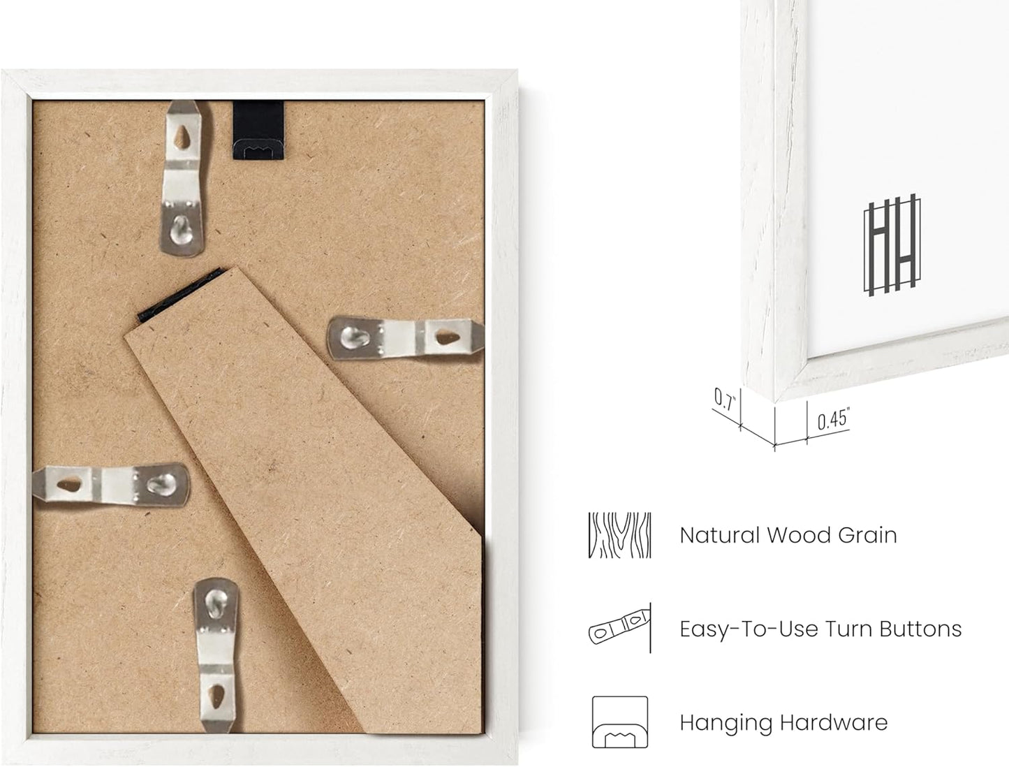 HAUS AND HUES 4x6 Picture Frame Wood - Natural Wood Frame 4x6, Walnut Photo Frame 4x6 for Walls, 4x6 Wood Picture Frame, 4 by 6 Picture Frame, 4x6 Frames for Pictures (White Oak Frame)