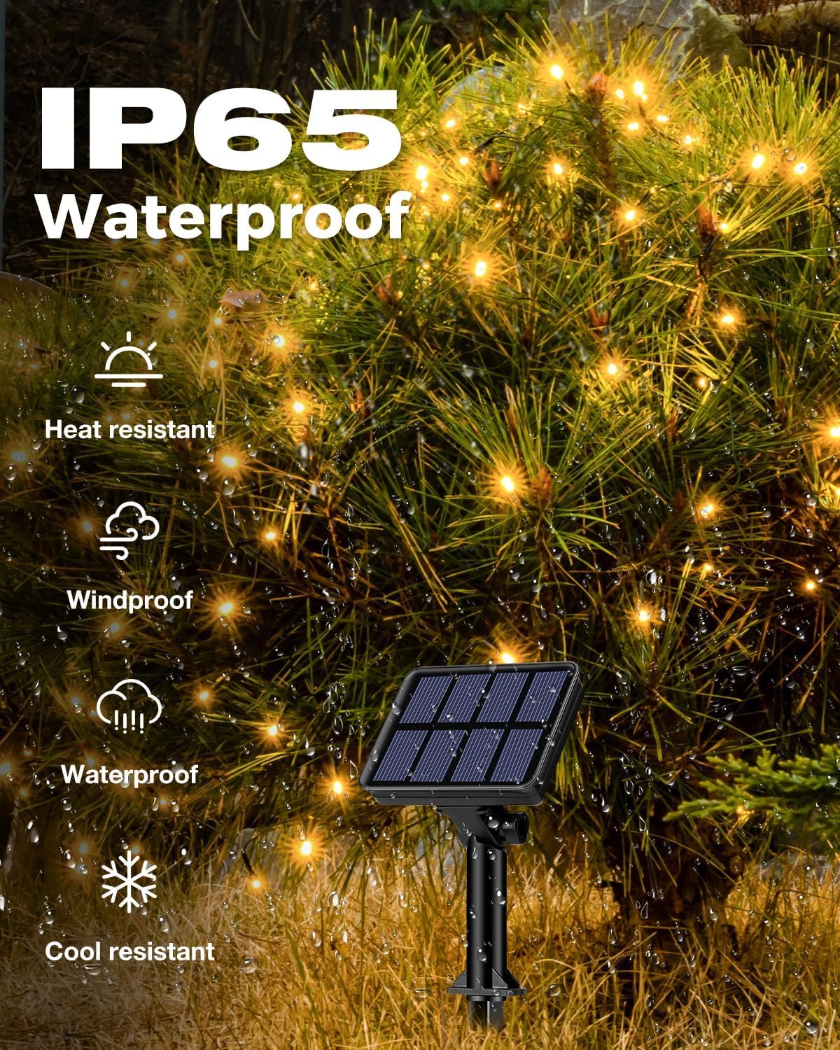 3 Pack Solar Fairy Lights for Outside Waterproof, Total 147FT 450 LED Solar String Lights Outdoor 8 Modes Solar Twinkle Lights for Garden Yard Christmas Tree Wedding Party Decor, Warm White