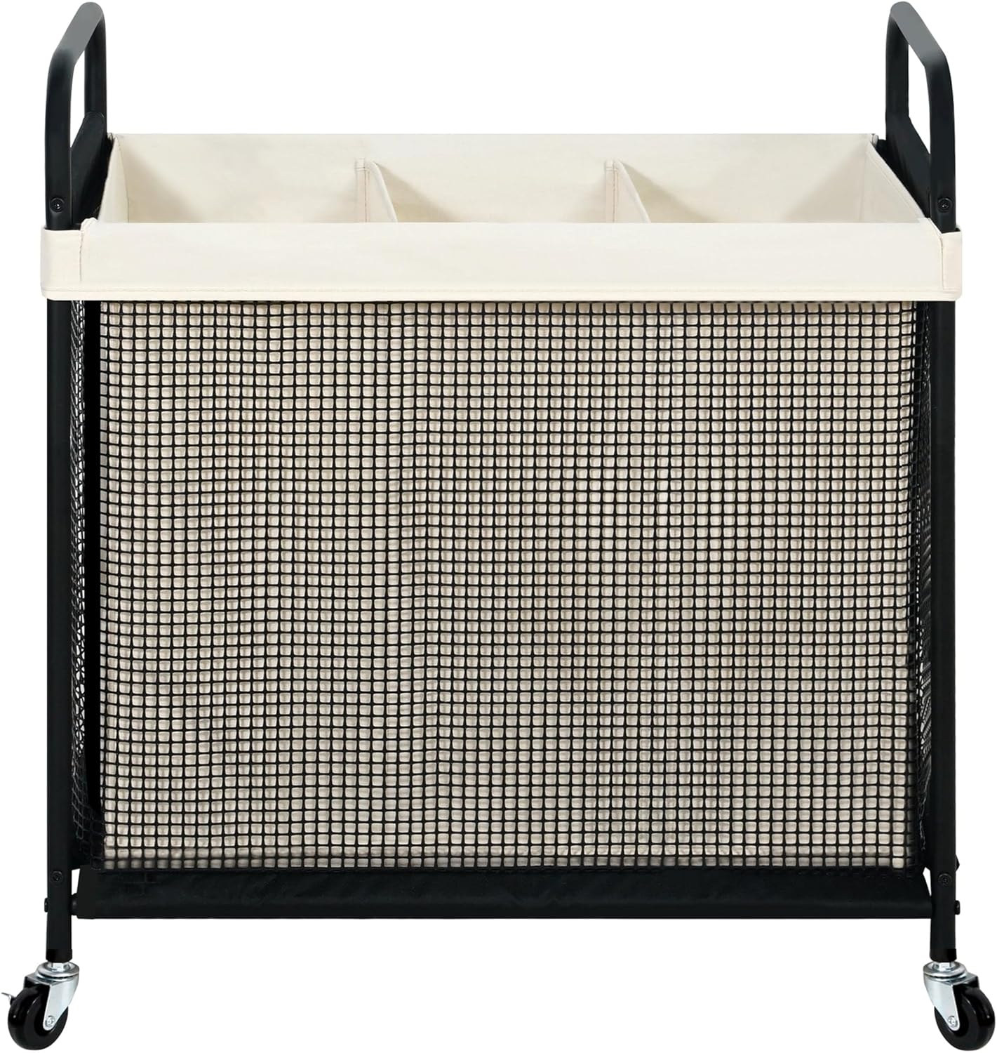 STO STO Laundry Hamper 3 Section, 120L Rolling Laundry Sorter Cart with Removable and Washable Liner Bag, Rolling Clothes Hamper with Metal Handle for Laundry Room and Bedroom