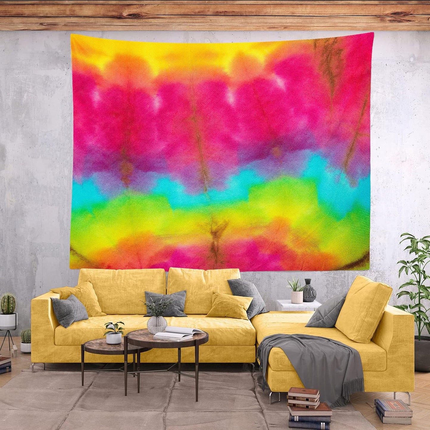 BELECO Tie Dye Tapestry Wall Hanging 60x40 Inch Fabric Tie Dye Color Texture Background Tapestry Groovy Sign Rainbow Tapestry Hippie Tie Dye Tapestries for Bedroom Living Room Dorm Decor