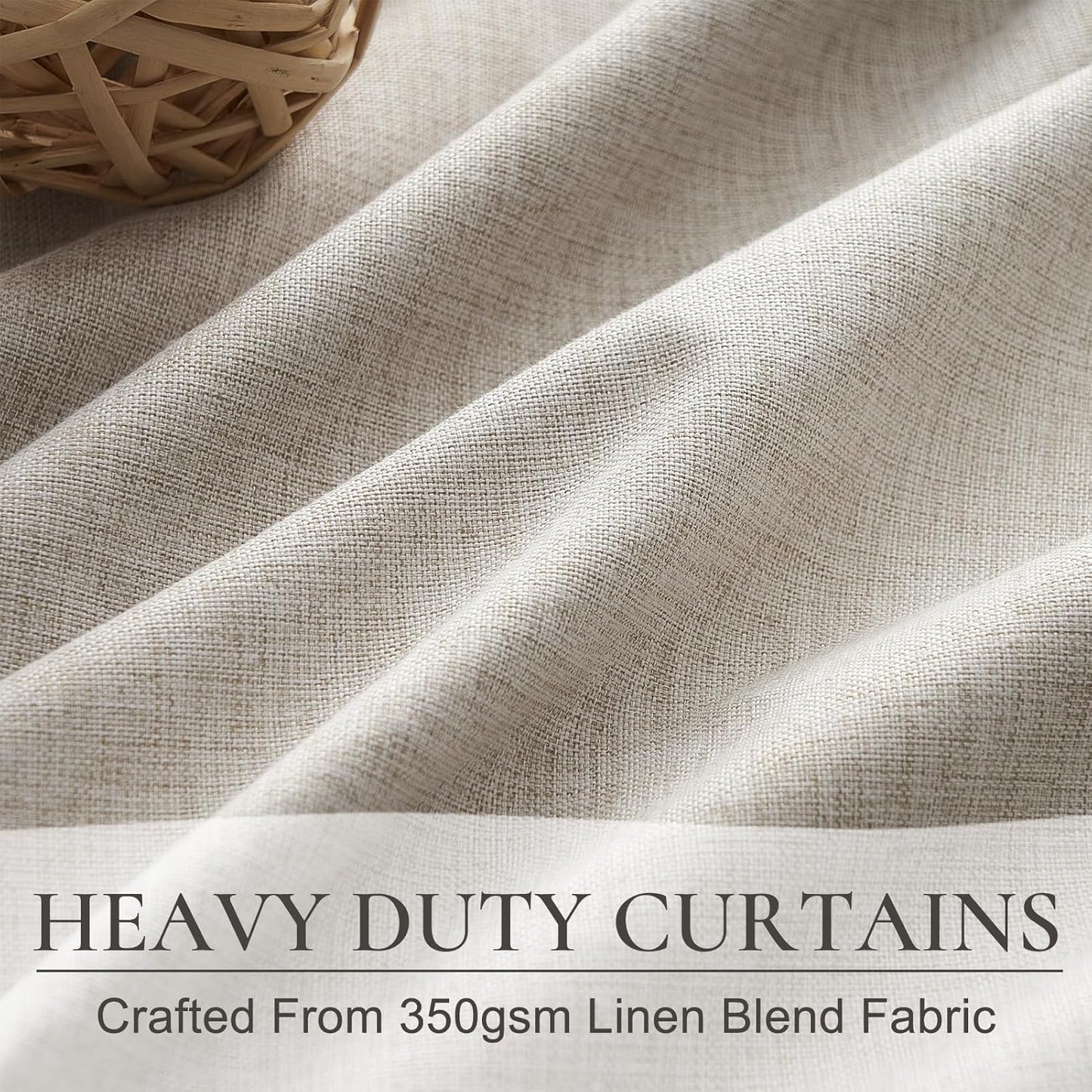 Pinch Pleated Blackout Curtains 60 Inches Wide for Living Room, Room Darkening Linen Blend Tan Viral Large Window Curtains for Bedroom Thermal Soundproof Natural Drapes 60"W x 96"L x 2Panels