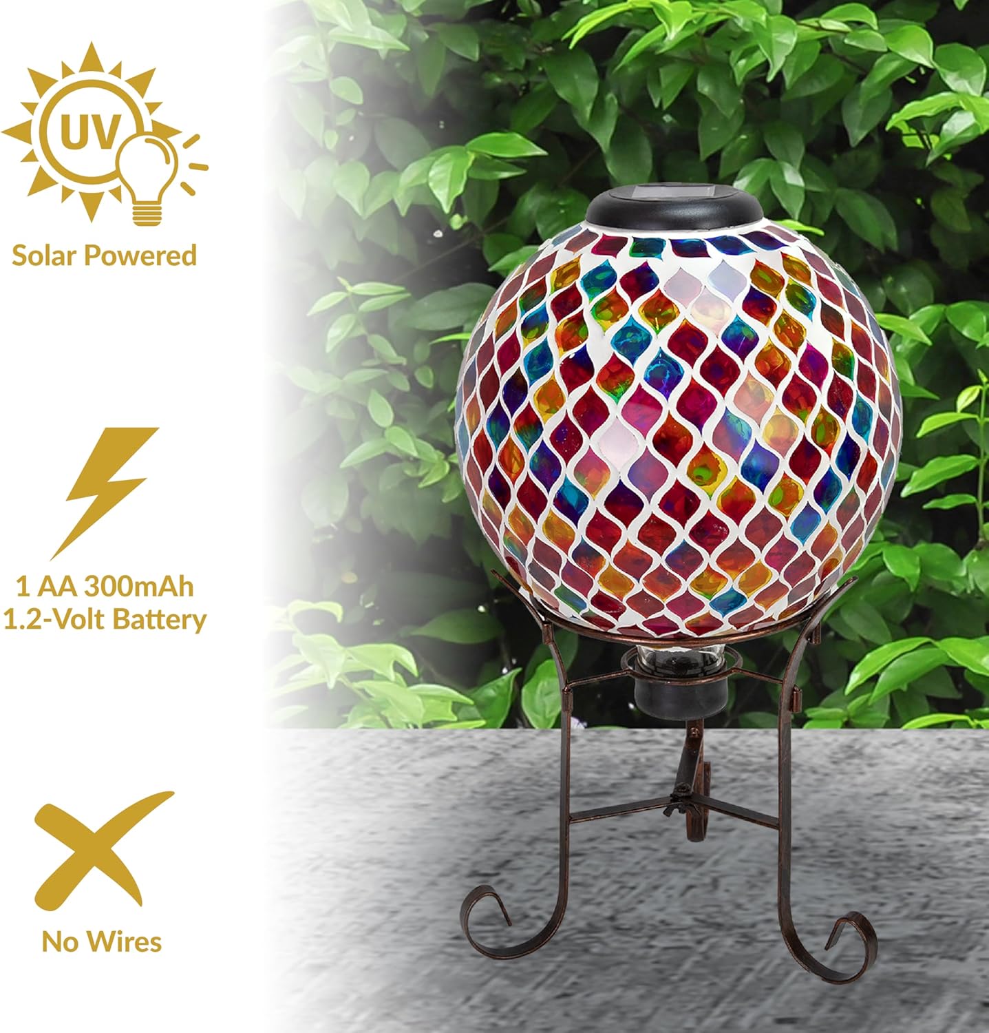 Sunnydaze 10-Inch Solar Gazing Ball for Garden - Glass Outdoor Gazing Globe - Summer Trellis - Set of 2