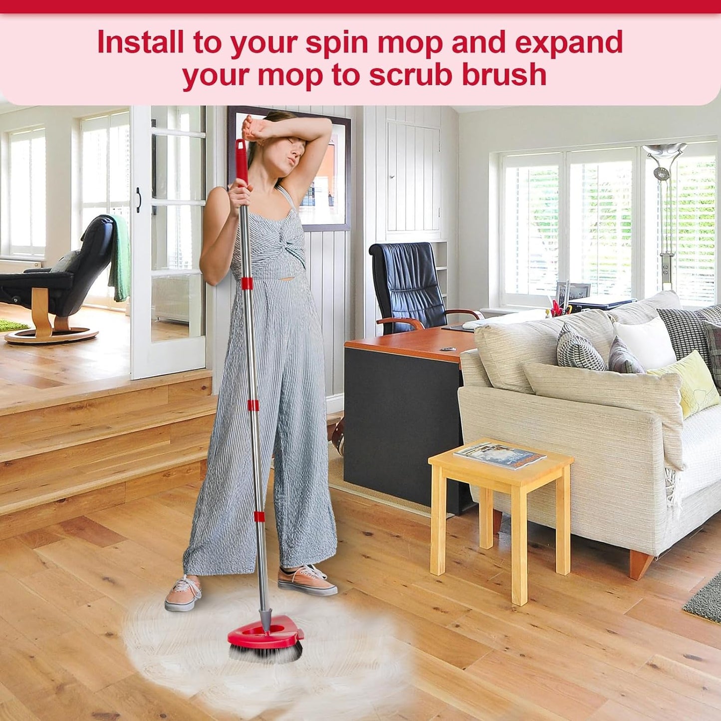 Scrub Brush Head Replacement Compatible with O Cedar EasyWring Spin Mop 1-Tank System, Floor Scrubber Head, Shower Scrub Brush with Hard Bristles for Cleaning & Scrubbing