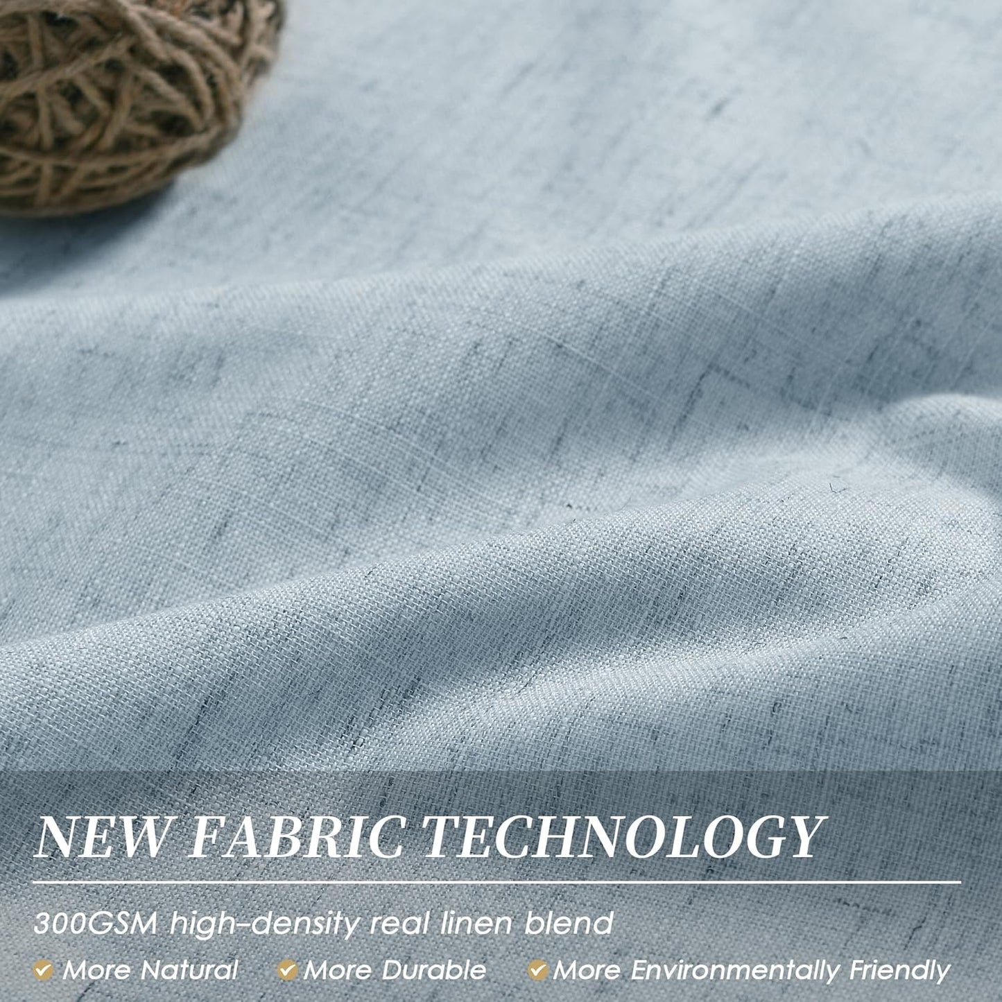 BOODII Blue Black Out Curtains 80 Inch Long for Bedroom Window Room Darkening Full Light Blocking Curtains Back Tab Neutral Elegant Nursery Baby Blackout Curtain Thermal Insulated Linen Drapes 52x80