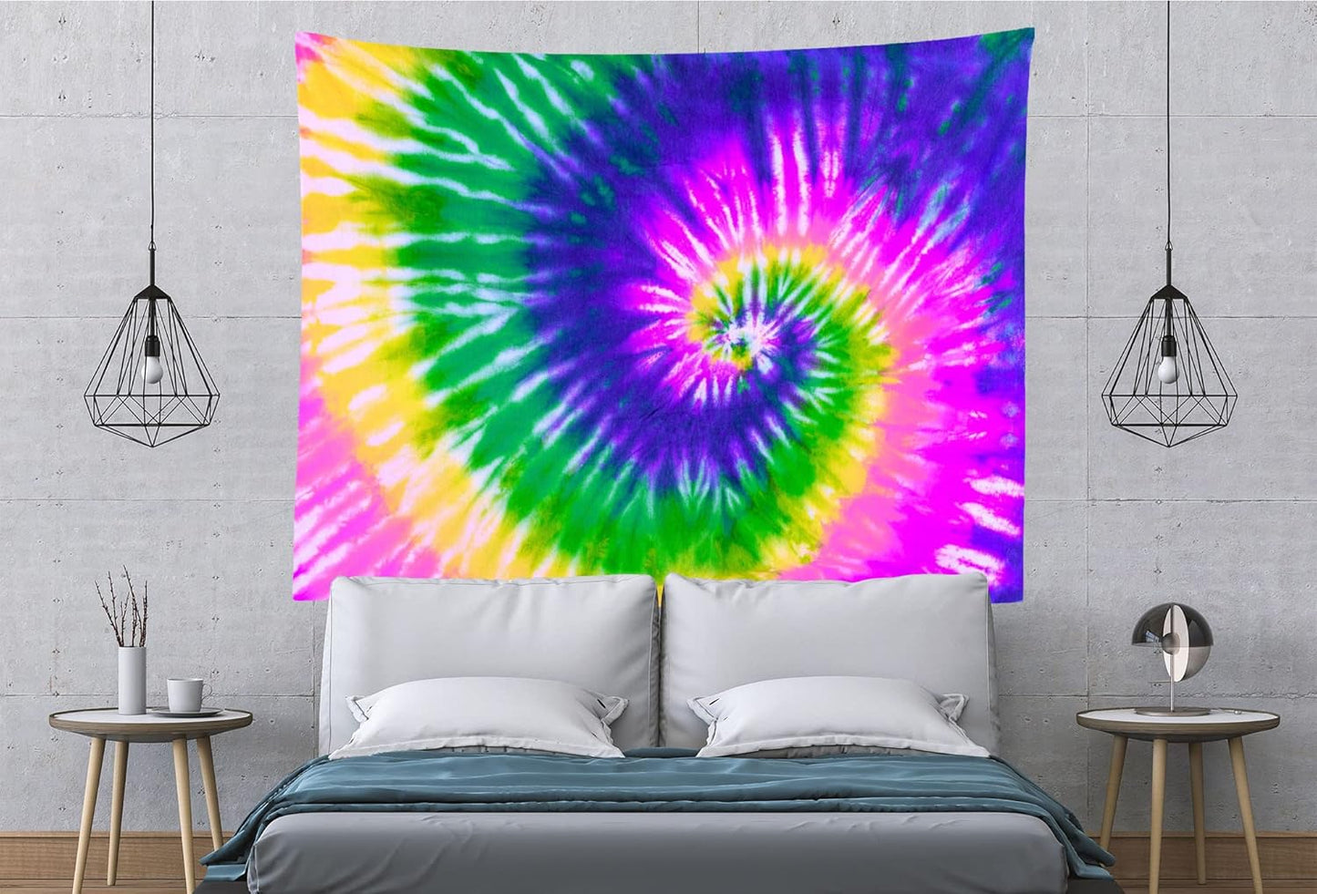 BELECO Tie Dye Tapestry Fabric Wall Hanging 70x47 Inch Hippie Tapestry 60's Tie Dye Wall Decor Watercolor Rainbow Spiral Tie Dye Art Tapestries for Bedroom Living Room Dorm Home Decor