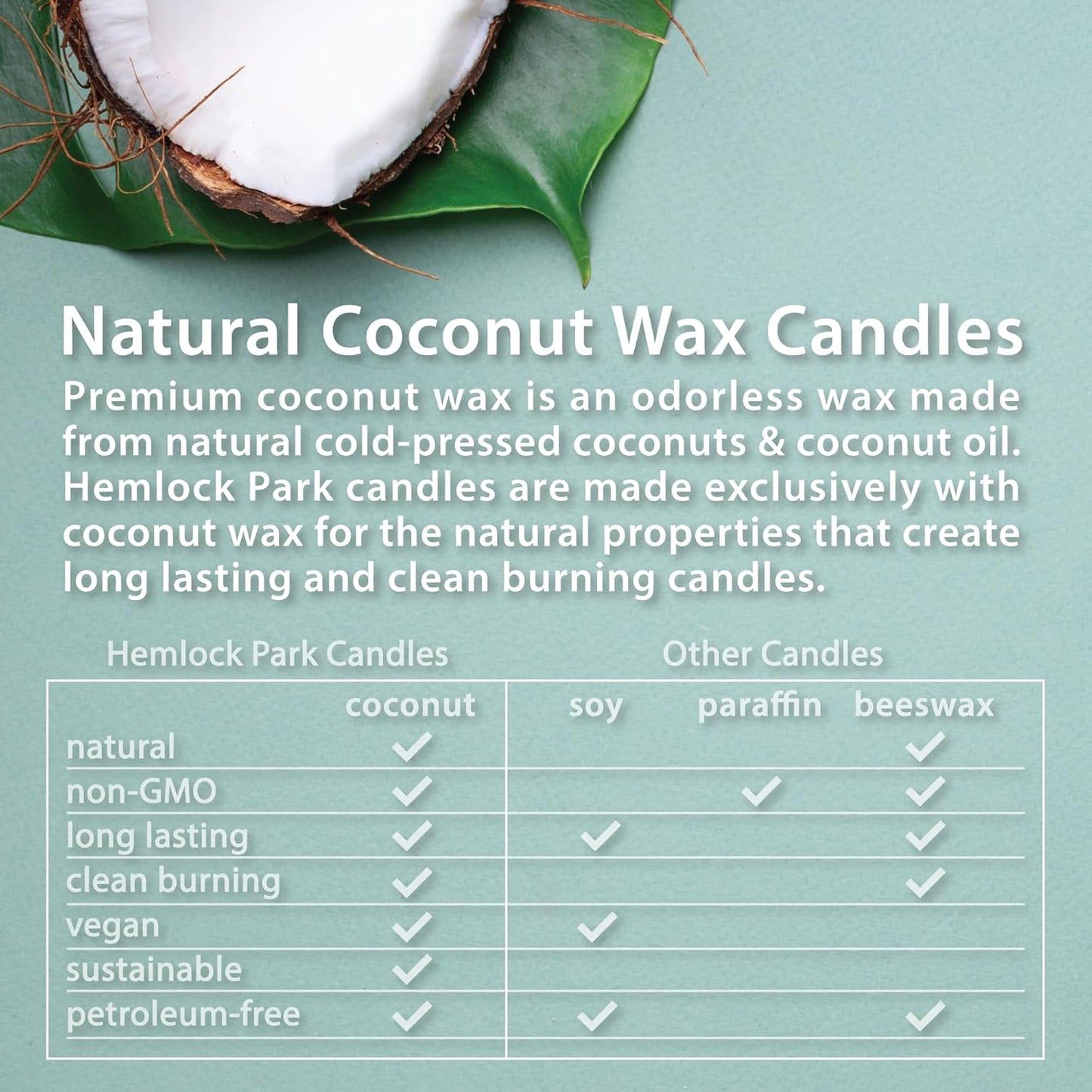 Hemlock Park Wood Wick Candle Handcrafted with Natural Coconut Wax and Essential Oils (Amber & Gold 7.2 oz, Hinoki)