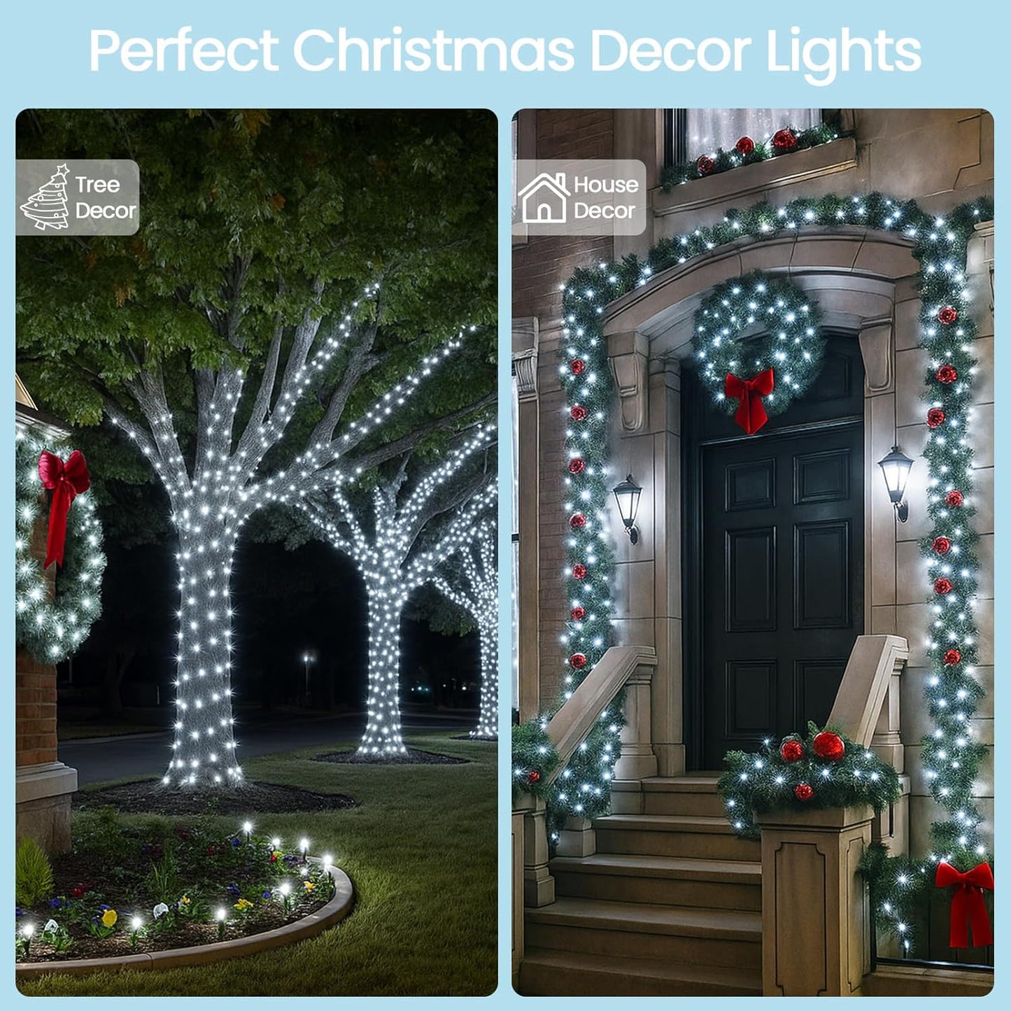 SANJICHA 2-Pack Each 72FT 200 LED Solar String Lights Outdoor, Waterproof Solar Fairy Lights Silver Wire 8 Lighting Modes Solar Twinkle Lights for Tree Garden Party Xmas Wedding Decor (Cool White)