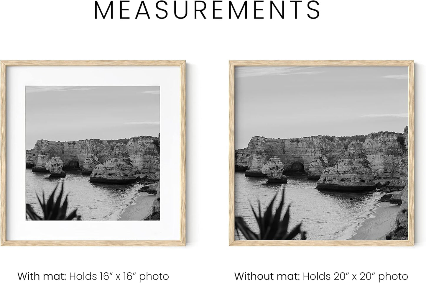 HAUS AND HUES 20x20 Picture Frames Set of 9 - Square Frames 20x20, Picture Gallery Wall Frame Set, 20x20 Frames for Poster, 9 Set of Frames for Gallery Wall, Square Picture Frames (Beige Oak Frames)