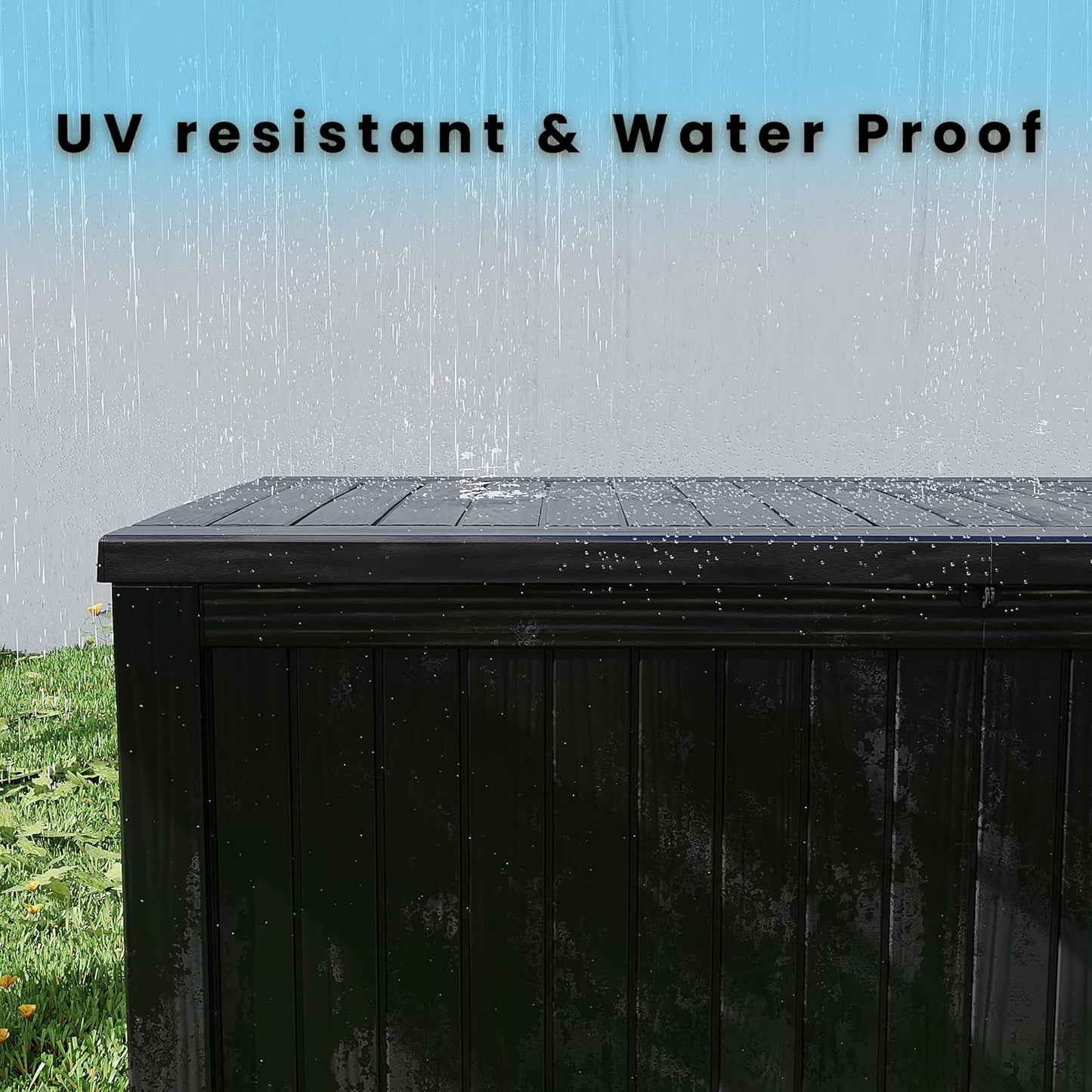 180 Gallon Double-Wall Resin Deck Box - Lockable Waterproof Outdoor Storage Box, 1000lbs Capacity & Doubles as Seating for Patio Furniture, Garden Tools, Pool Accessoriess (Black)