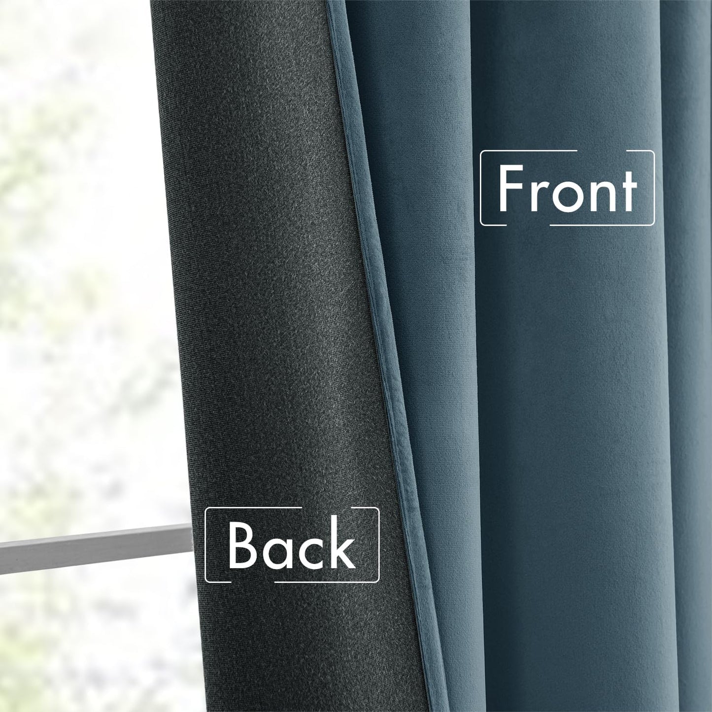MIULEE Stone Blue Velvet Curtains 108 inches Long 2 Panels - Luxury Pinch Pleated Room Darkening Window Drapes for Bedroom Living Room Thermal Insulated Super Soft, Back Tab Rod Pocket Light Blue