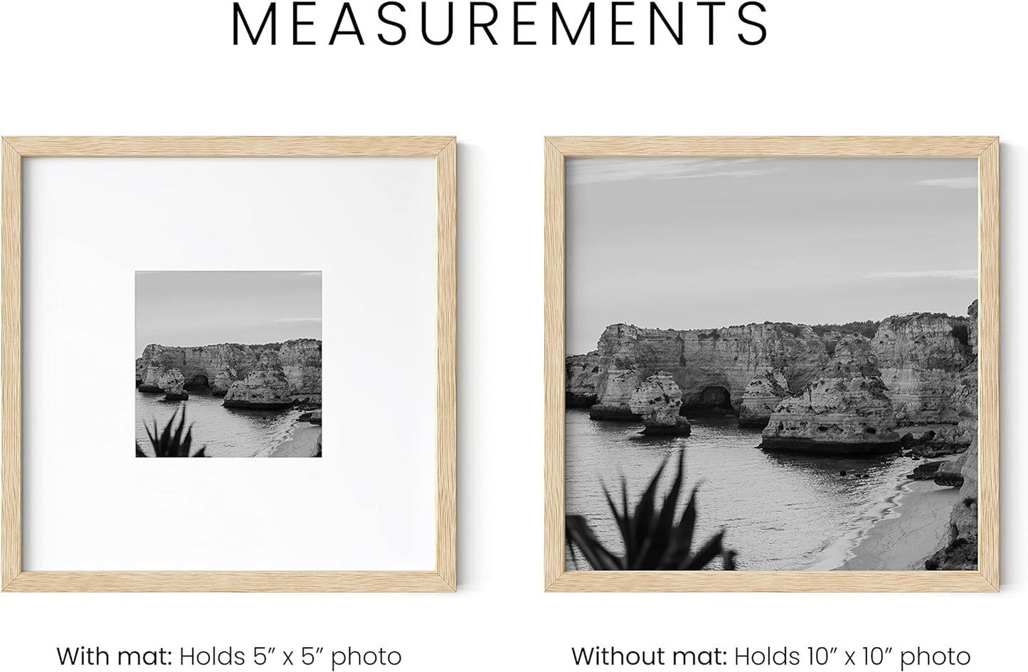HAUS AND HUES Modern Oak Wood Picture Frame, Beige, 10x10 inches, Matted, Set of 6, Gallery Wall Frame