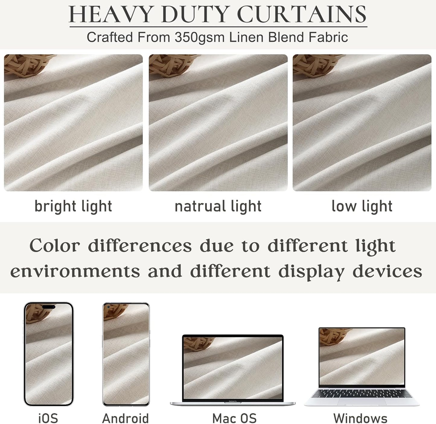 Neutral 10 ft Blackout Curtains 120 Inches Long,Linen Elegant Villa Cottage Floor Length Tall Window Curtains for Sliding Door 2 Panels Privacy Room Divider Drapes for Living Room (Pinch Pleated)