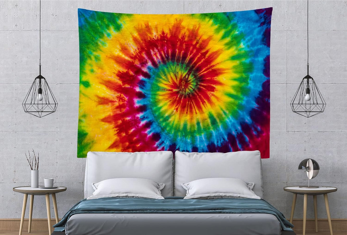 Loccor Tie Dye Tapestry Fabric Colorful Rainbow Spiral Tie Dye Hippie Theme Wall Hanging Decor LGBT Gay Pride Banner Birthday Party Decorations Home Bedroom Decor 80Lx60W Inches