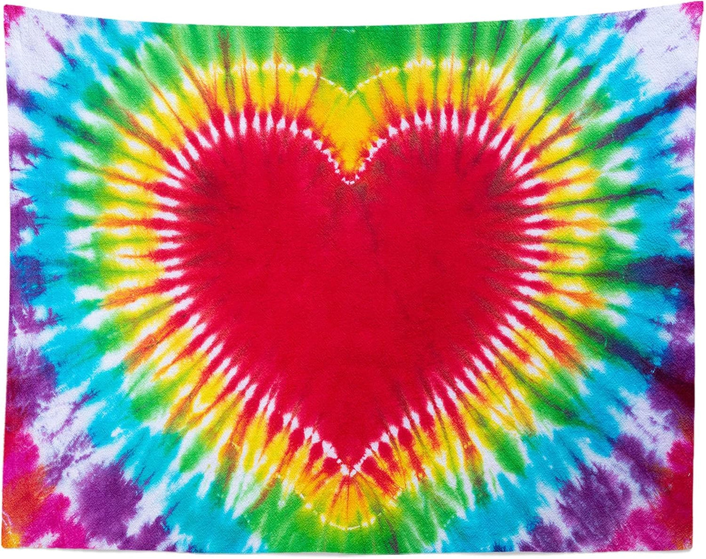 Loccor Colorful Tie Dye Tapestry Rainbow Heart Tie Dye Watercolor Wall Hanging Abstract Hippie Wall Decor LBGT Party Supplies Home Bedroom Living Room Decor W106 x H70 inches