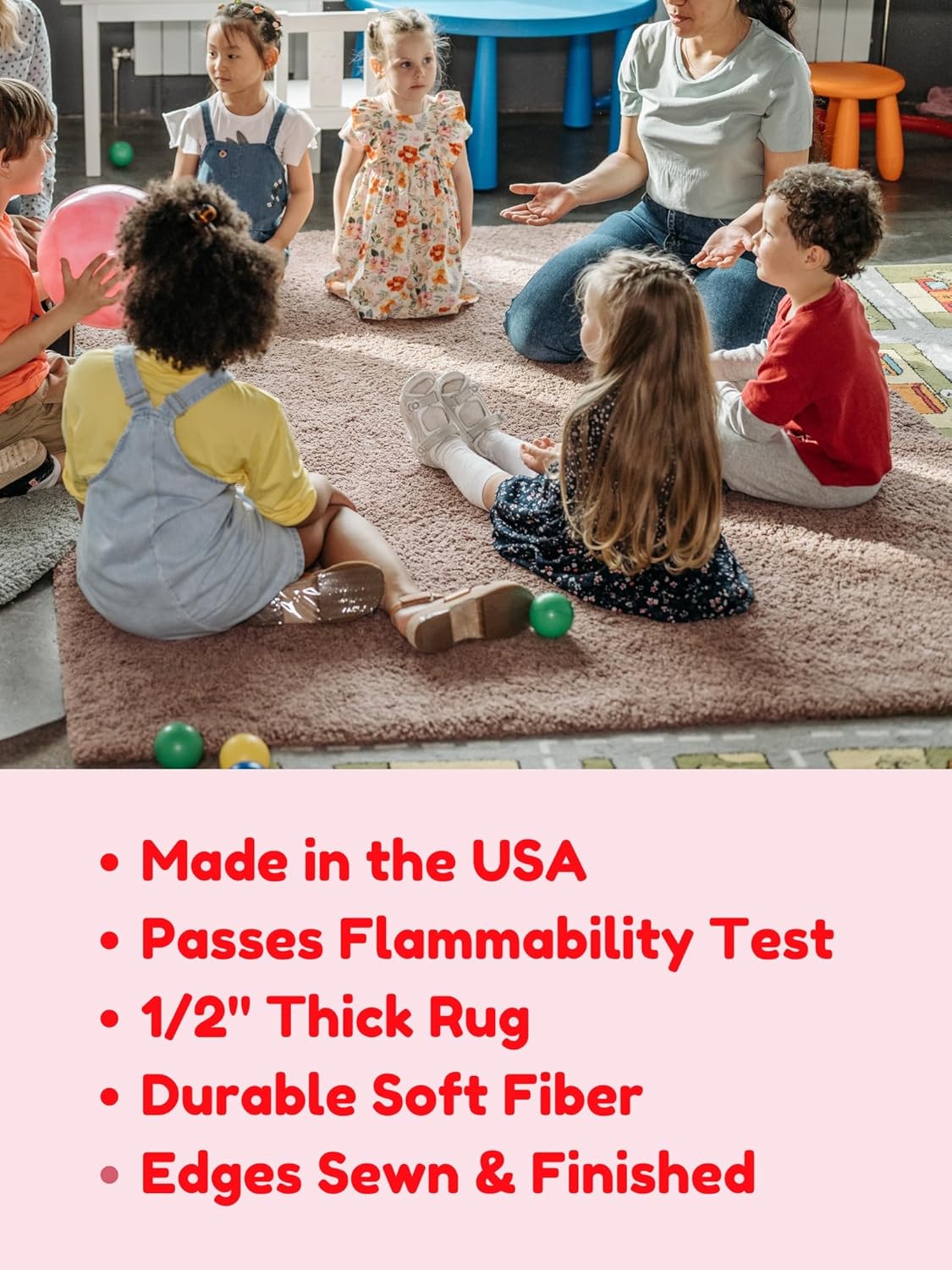 KOECKRITZ Soft and Colorful Kids Classroom Area Rugs (Passes Flammability Pill Test) Many Sizes and Bright Colors to Select from (7' Round, Lemon)