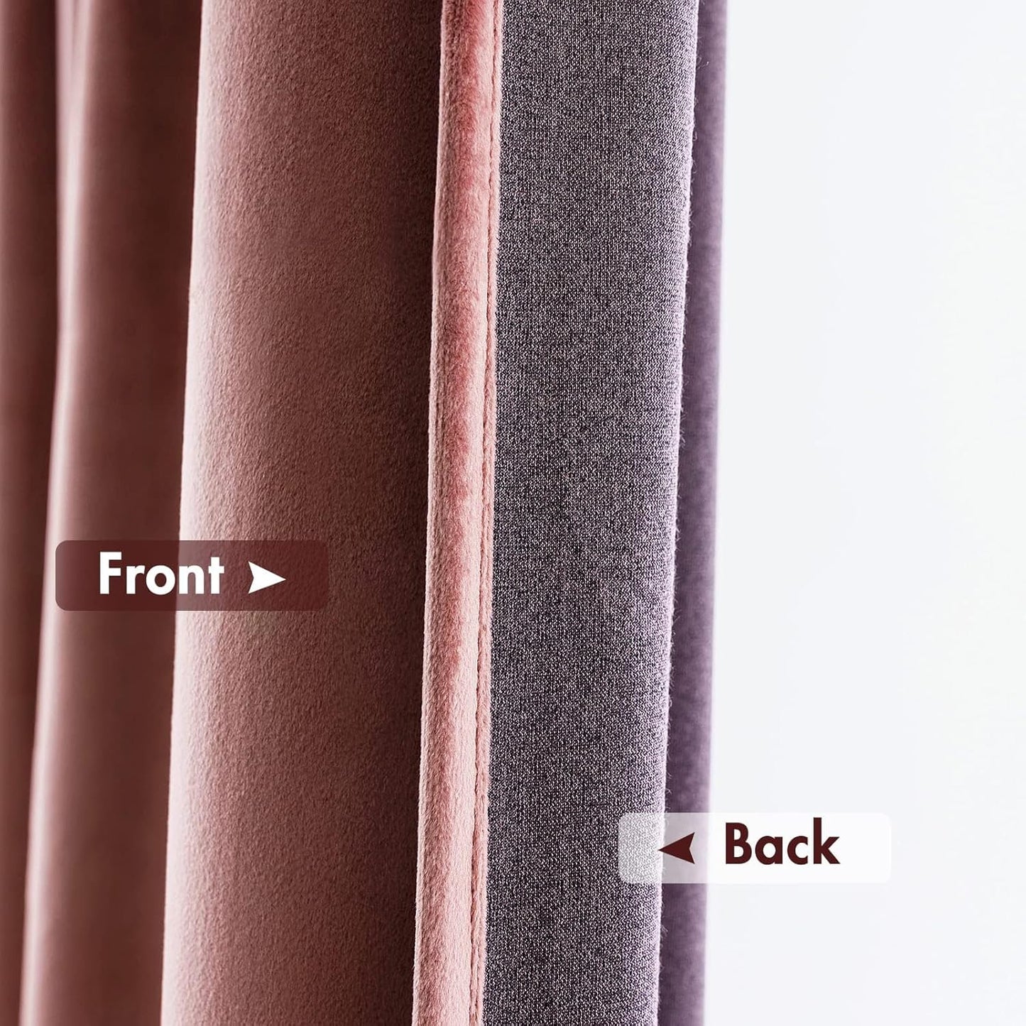 MIULEE Dusty Rose Pink Velvet Curtains Thermal Insulated Blackout Curtain Drapes for Bedroom Living Room Darkening 105 Inches Long Curtains Panels Rod Pocket Set of 2