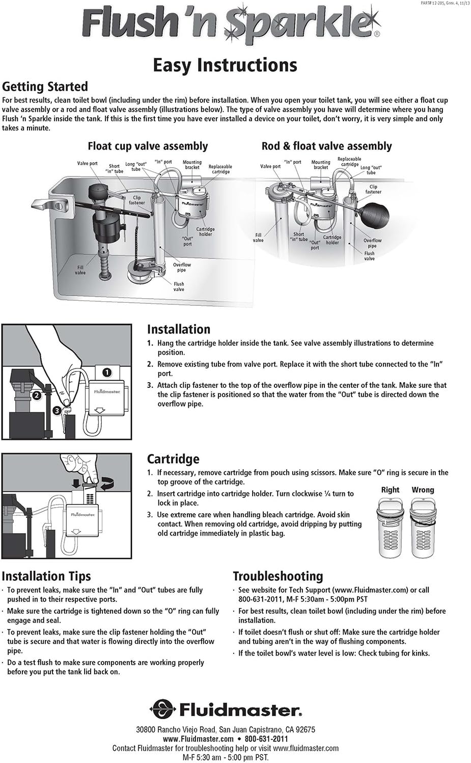 Fluidmaster 8202P8 Flush 'n Sparkle Automatic Toilet Bowl Cleaning System Refills, BioBalance Septic 2-Pack