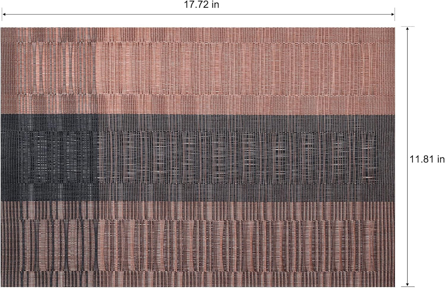 Placemats Set of 6 Washable Indoor/Outdoor Vinyl Place Mats for Dining Table Durable Non-Slip Heat Resistant PVC Weave Table Mats(Brown Black)