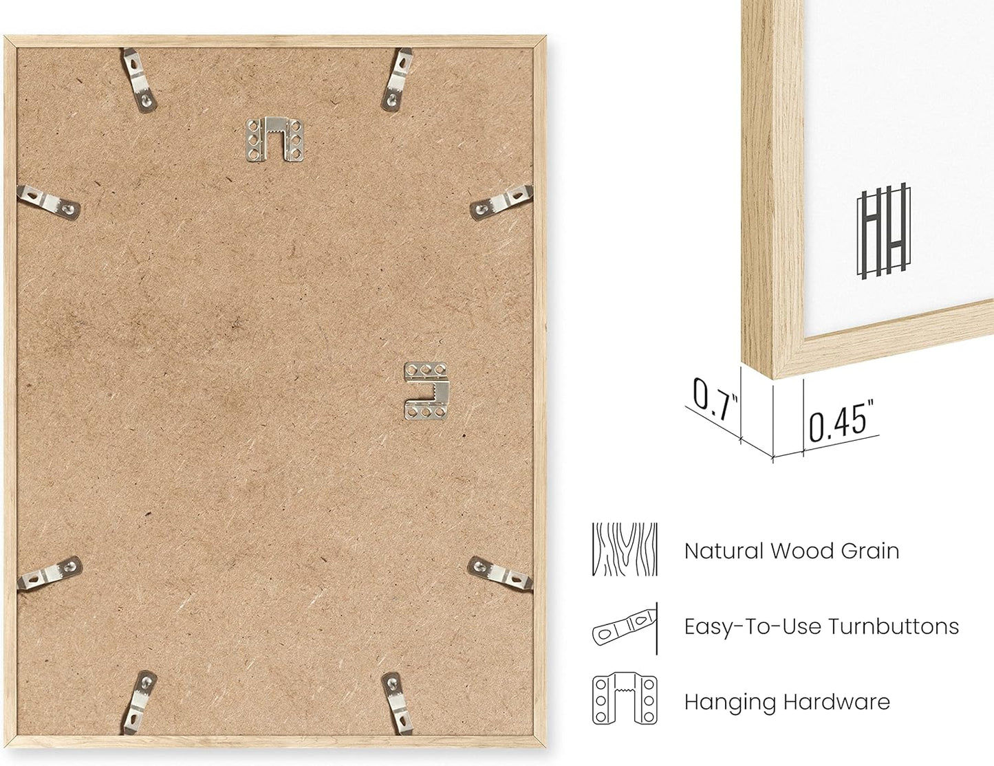 HAUS AND HUES Set of 3 Wooden Frames - 11x17 Natural Wood Picture Frames, Oak Beige