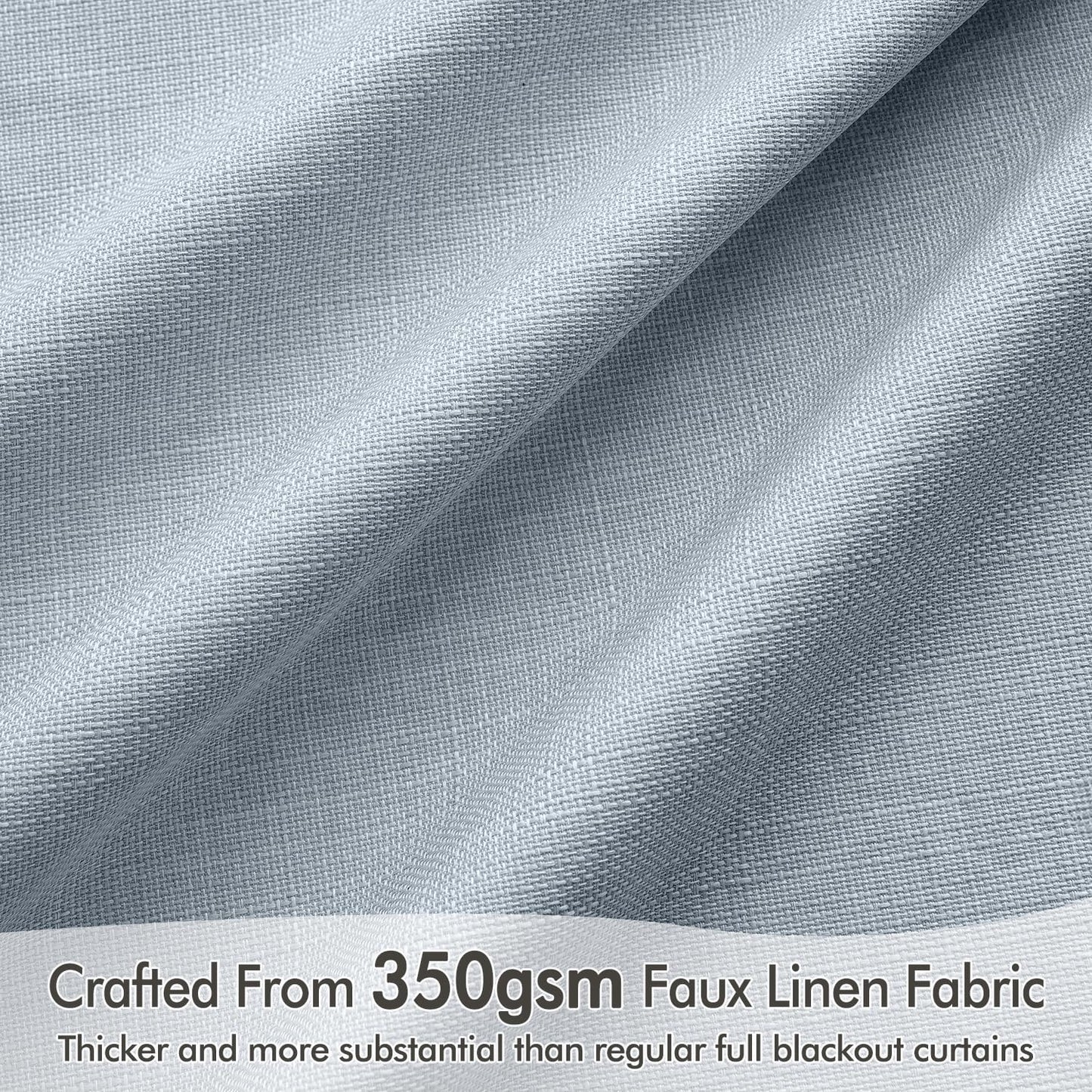 MIULEE 100% Blackout Curtains 120 Inch Long 2 Panels Set for Bedroom, Thick Faux Linen Black Out Curtain Room Darkening Back Tab Pleat Window Textured Drapes with Hooks for Living Room, Chambray Blue