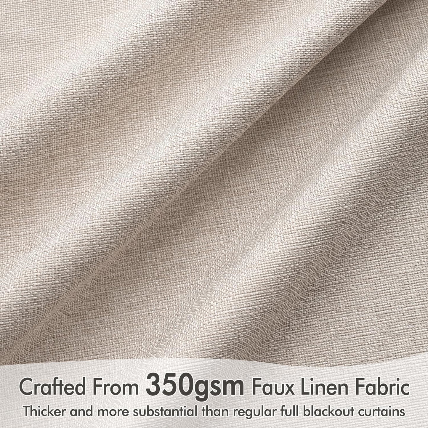 MIULEE 100% Blackout Curtains 102 Inch Long 2 Panels Set for Bedroom, Thick Luxury Faux Linen Black Out Curtain Room Darkening Back Tab Pleat Window Textured Drapes with Hooks for Living Room, Beige