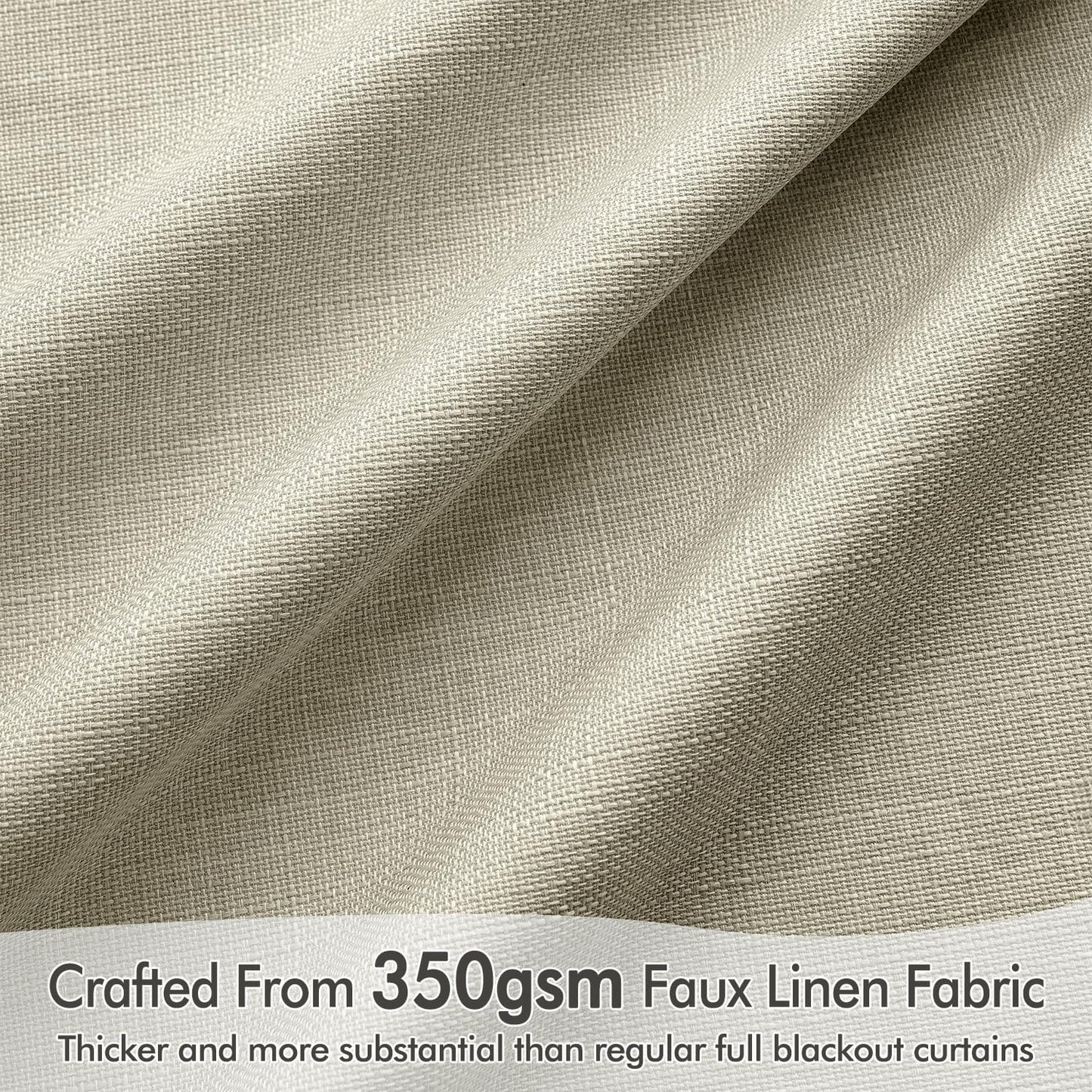 MIULEE 100% Blackout Curtains 102 Inch Long 2 Panels Set for Bedroom, Thick Luxury Faux Linen Black Out Curtain Room Darkening Back Tab Pleat Window Textured Drapes with Hooks for Living Room, Oatmeal