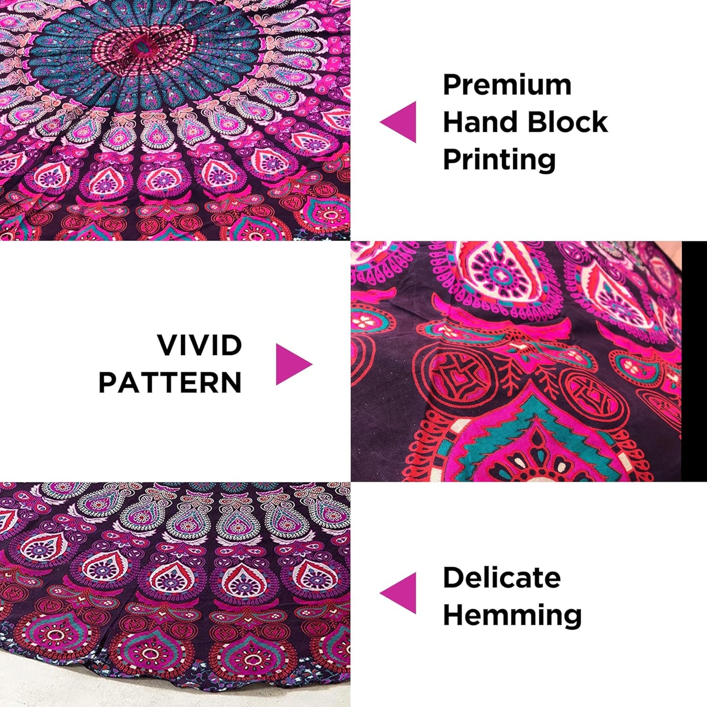 raajsee Indian Cotton Purple Tapestry Mandala Wall Hangings- Tapestry For Bedroom - Indie Wall Tapestry Hippie Room Decor - Boho Small Tapestrys Aesthetic Poster (30x40 Inches / 76x101 Cms)