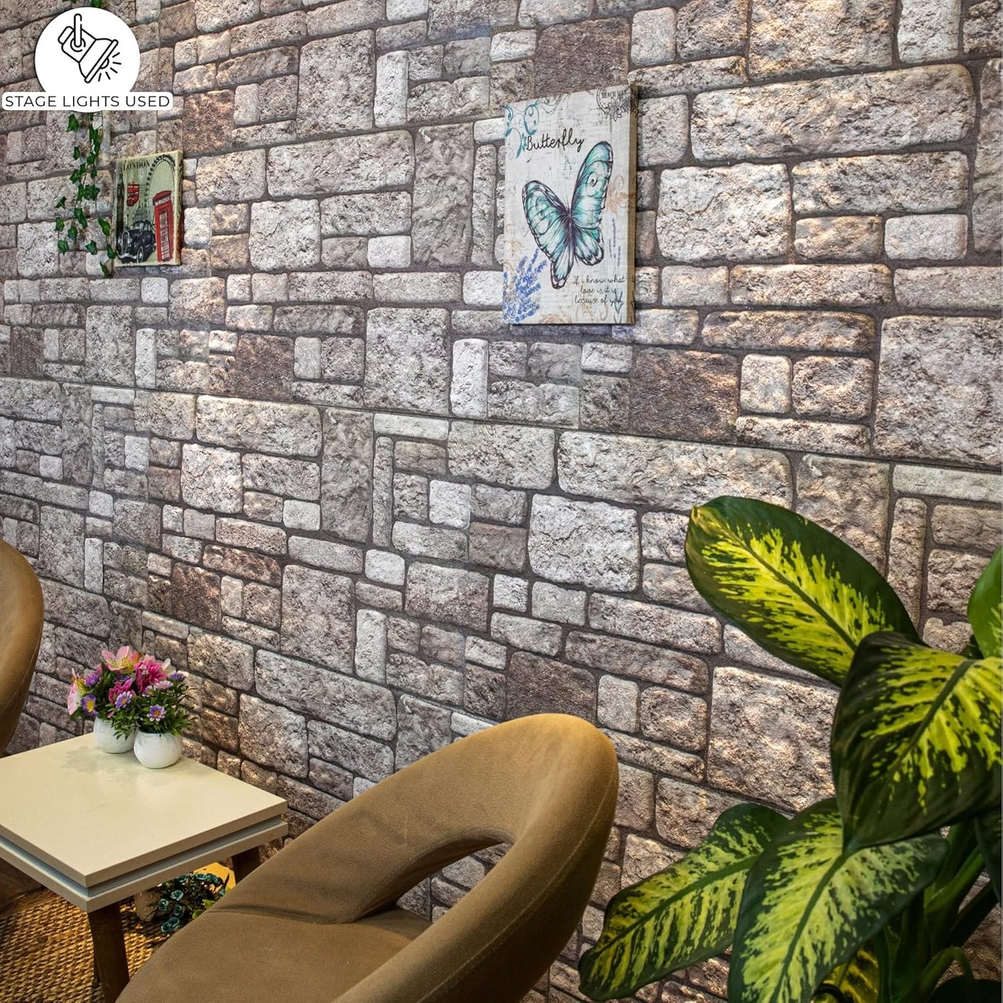 Dundee Deco 3D Wall Panels Faux Brick - Cladding Grey Stone Look Wall Paneling, Styrofoam, Sample, Size 10 x 10 in.